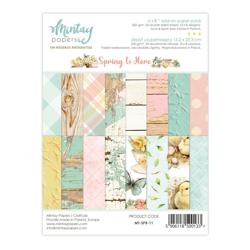New Mintay Paper Collection - Spring is Here - 24 pack double sided papers