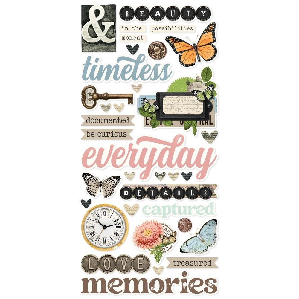 Simple Stories Foam Stickers ~ Simple Vintage Junk Drawer 72 pc