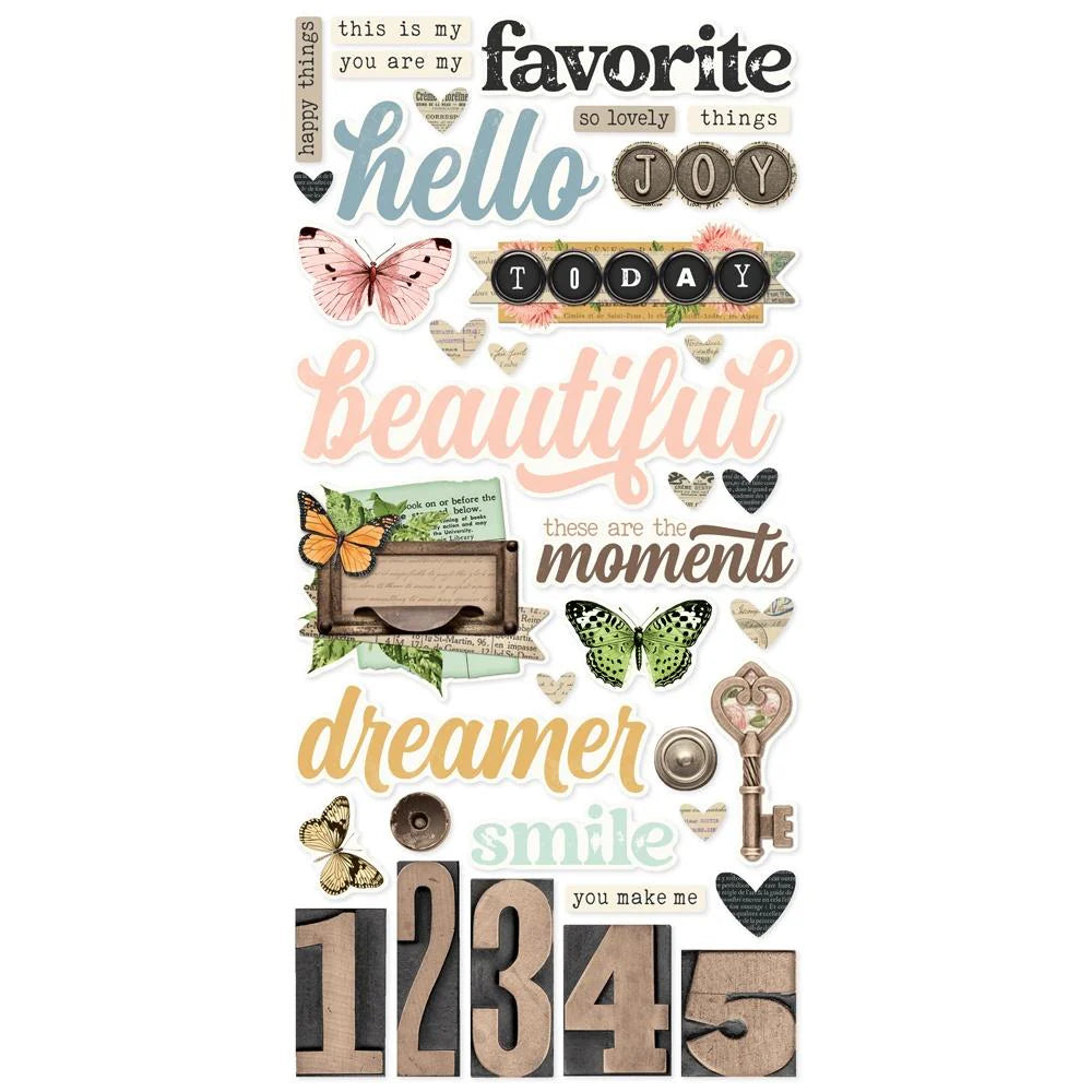 Simple Stories Foam Stickers ~ Simple Vintage Junk Drawer 72 pc