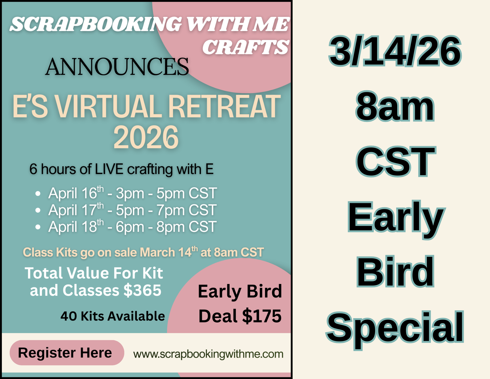 E's Virtual Retreat - Featuring our new SPRING LINE - 6 hours LIVE classes + Large Journal Kit