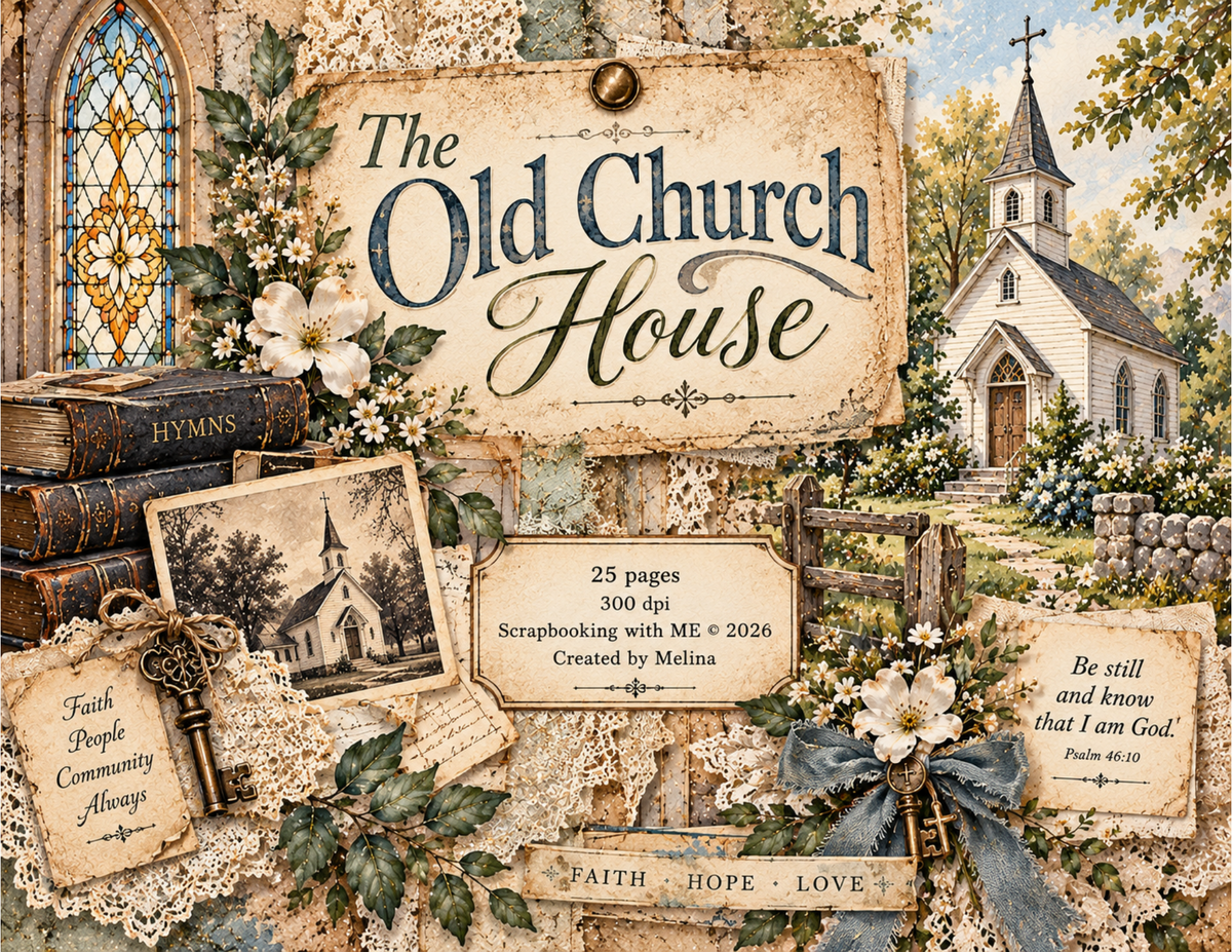 Print and Ship - The Old Church House by M | Vintage Church Journal Kit | 46 Printed Pages