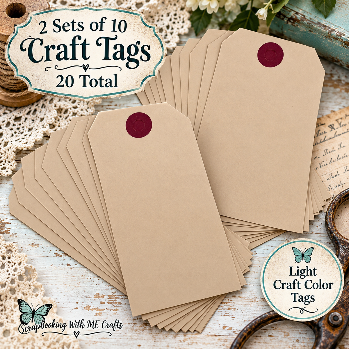 New - Paper Tags 3.25 x 6.25 ~ 2 packs of 10 ~ 20 total