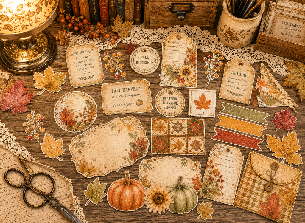 NEW! AUTUMN’S TATTERED PAGES by EL – Vintage Fall Junk Journal Printable Collection