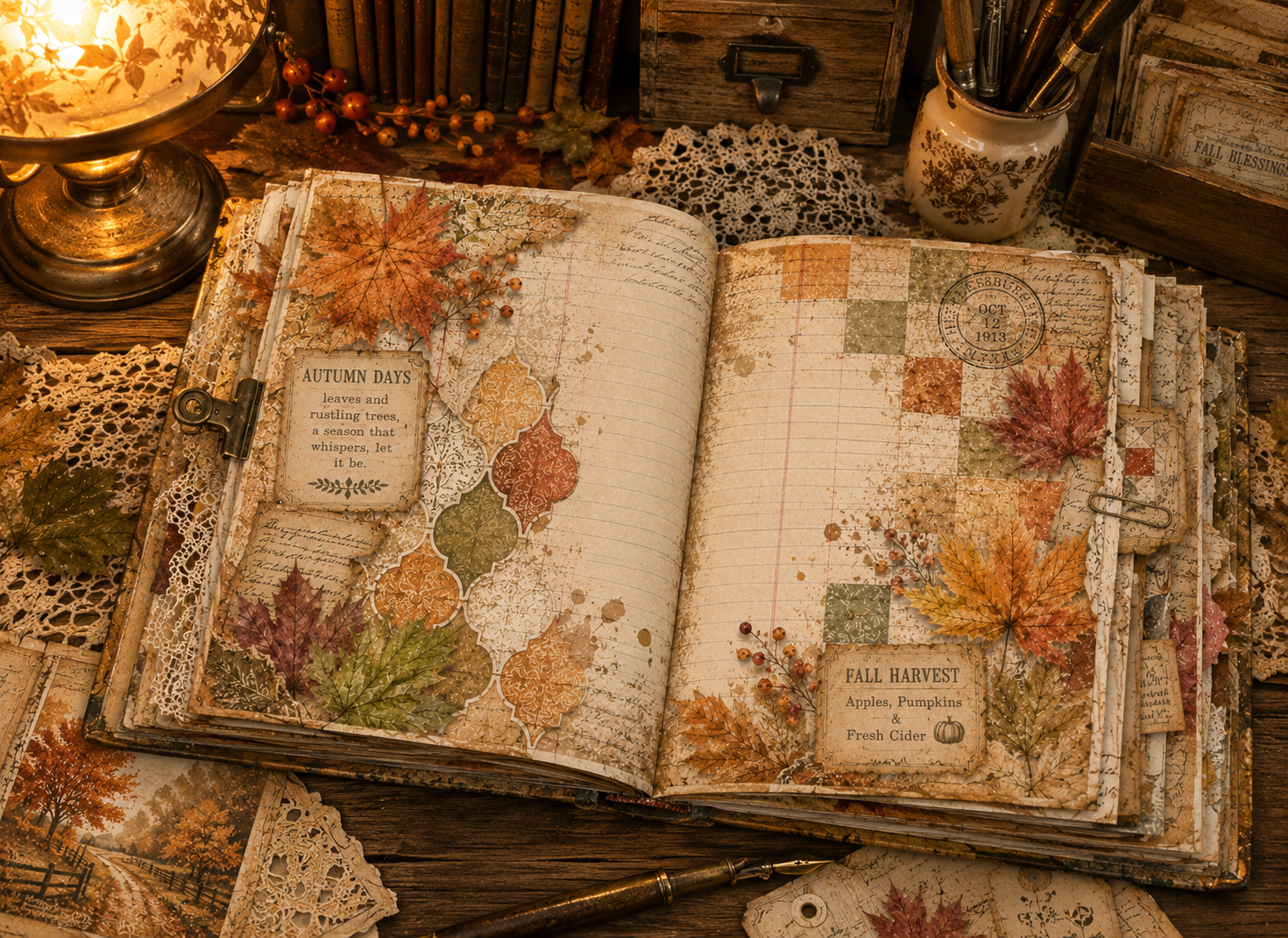 NEW! AUTUMN’S TATTERED PAGES by EL – Vintage Fall Junk Journal Printable Collection