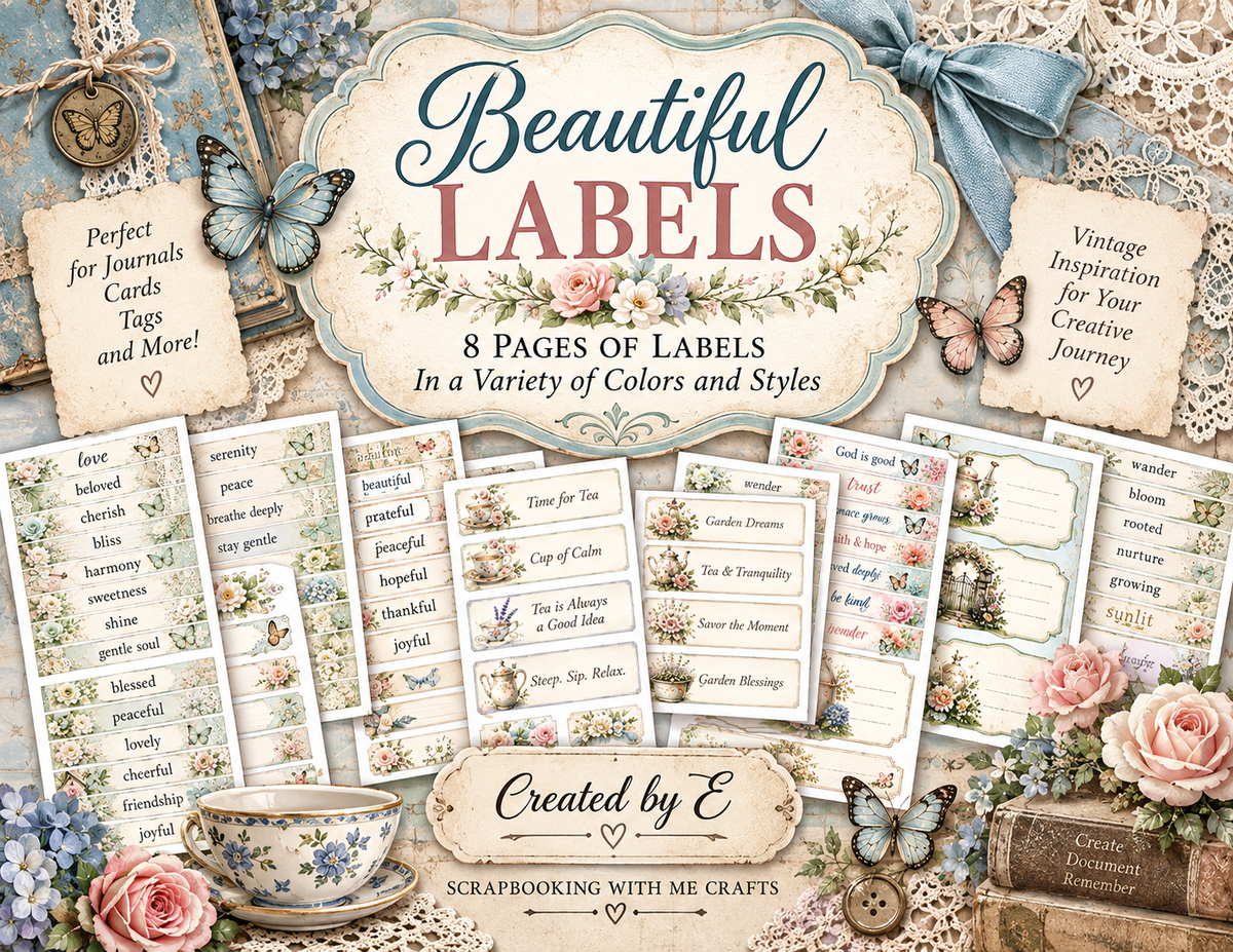 New! Variety Pack of Labels By E - Various Sizes, Shapes and Designs 8 pages