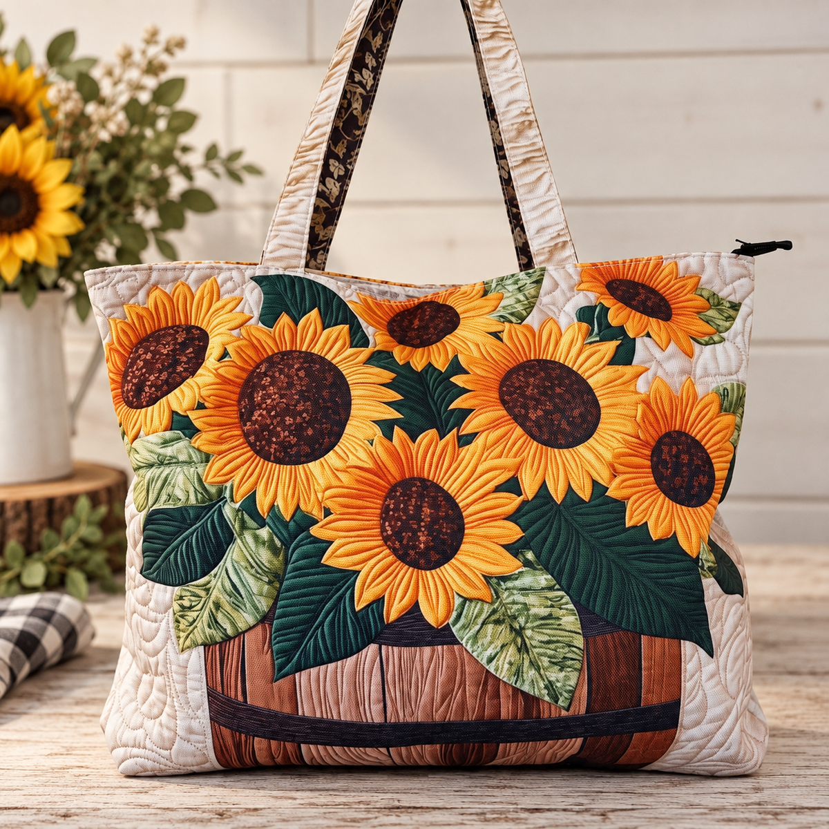 NEW! Beautiful Fall Bags - Basket of Sunflowers - 15" wide x 12" tall, zipper closure and inside pocket