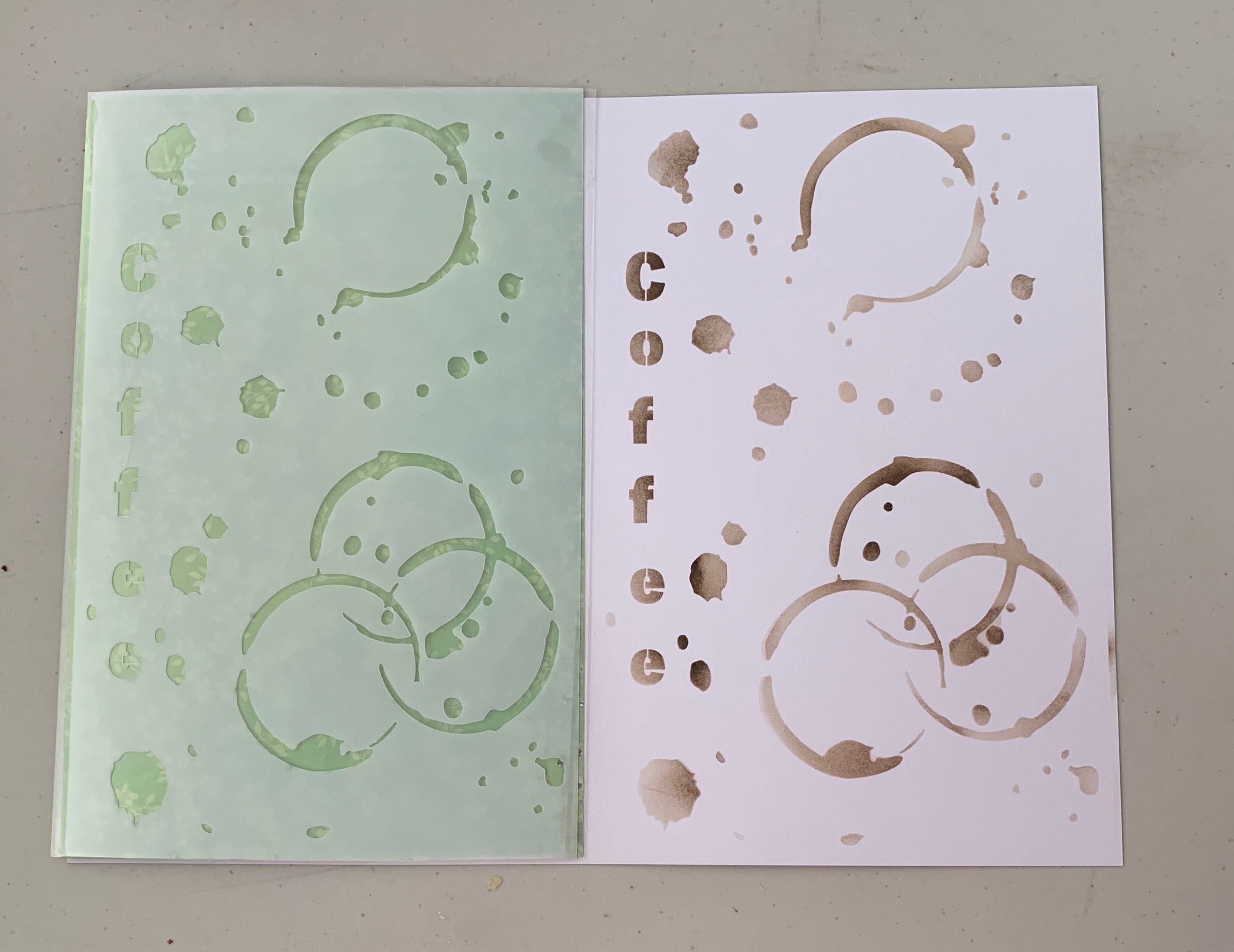B & E Designs NEW! COFFEE CUP SPLATTER Stencil ~ 5 3/4"x9" ~ Designed by E, and B + E Designs