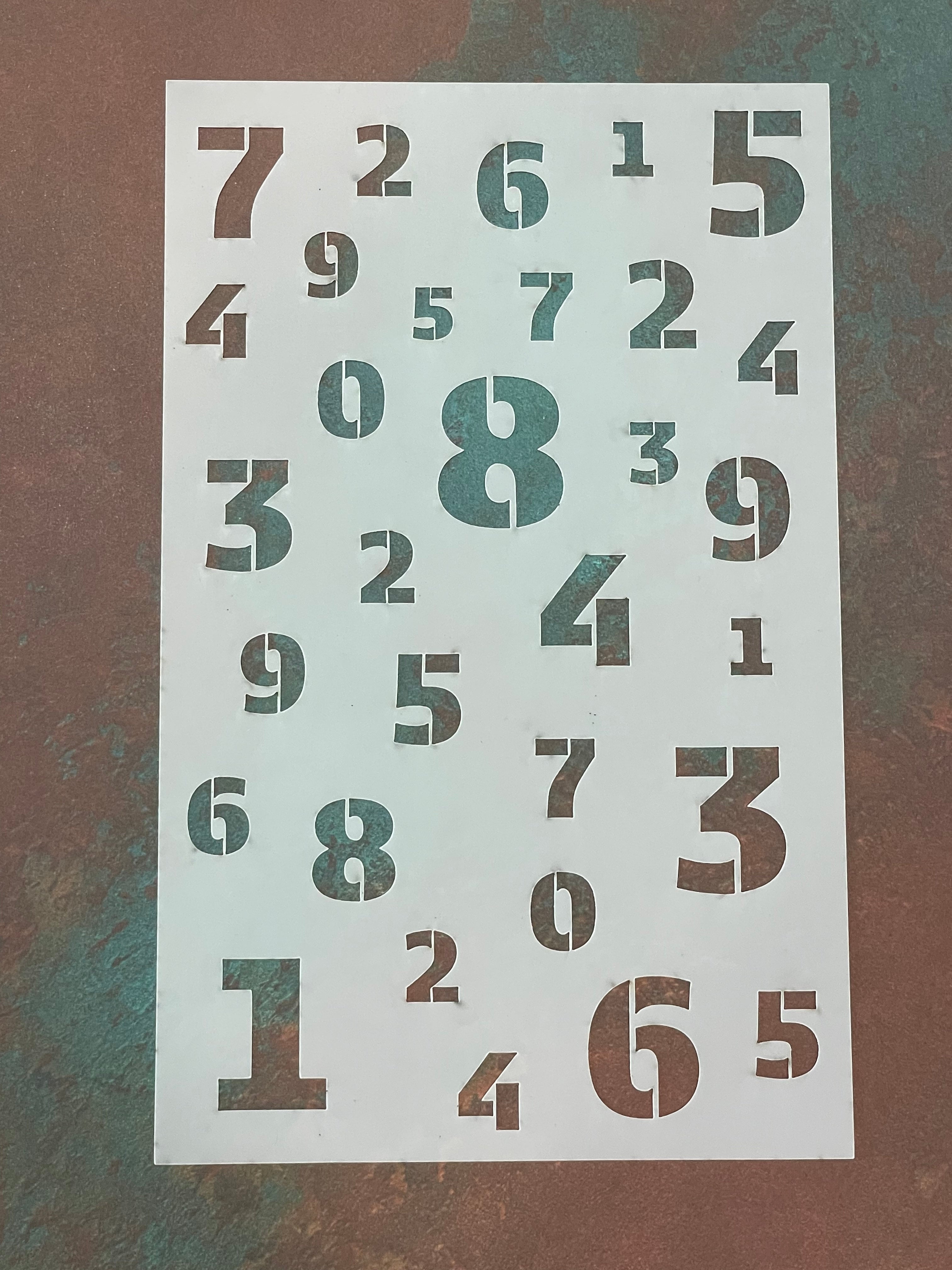 Random number stencil by E ~ 5 3/4"x9"