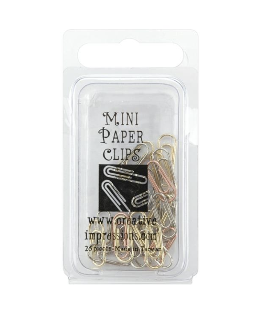 Mini Metal Paper Clips .5"X.25" 25/Pkg by Creative Impressions - Silver, Copper, Brass