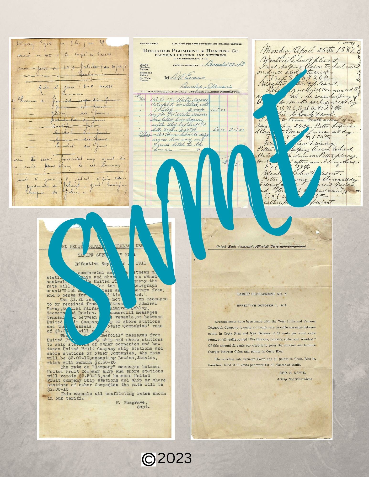 Vintage Documents #1 ***Order separately, not with tangible items
