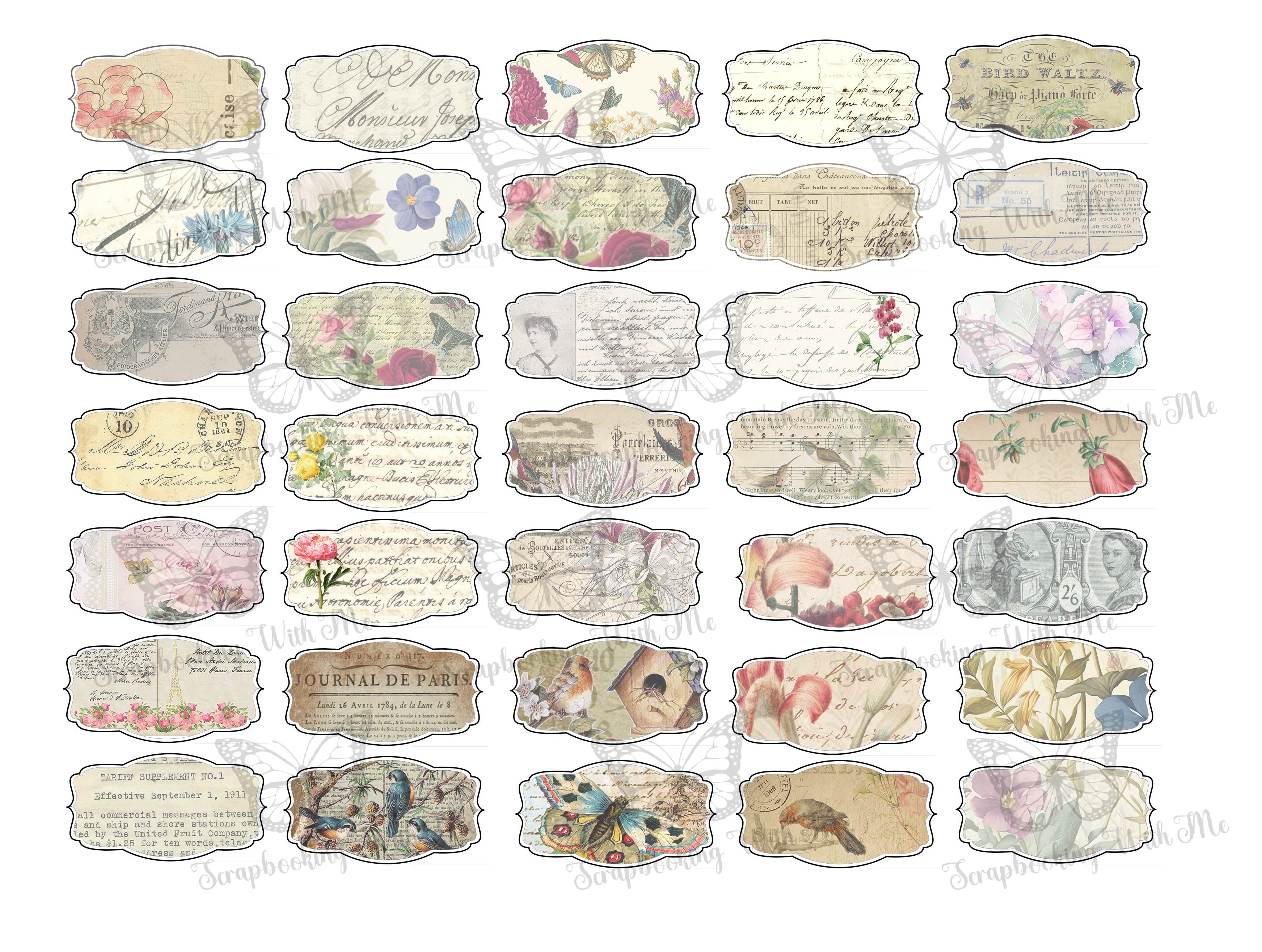 Fancy Labels 1 ~ 1 sheet 35 labels ~ Digital download
