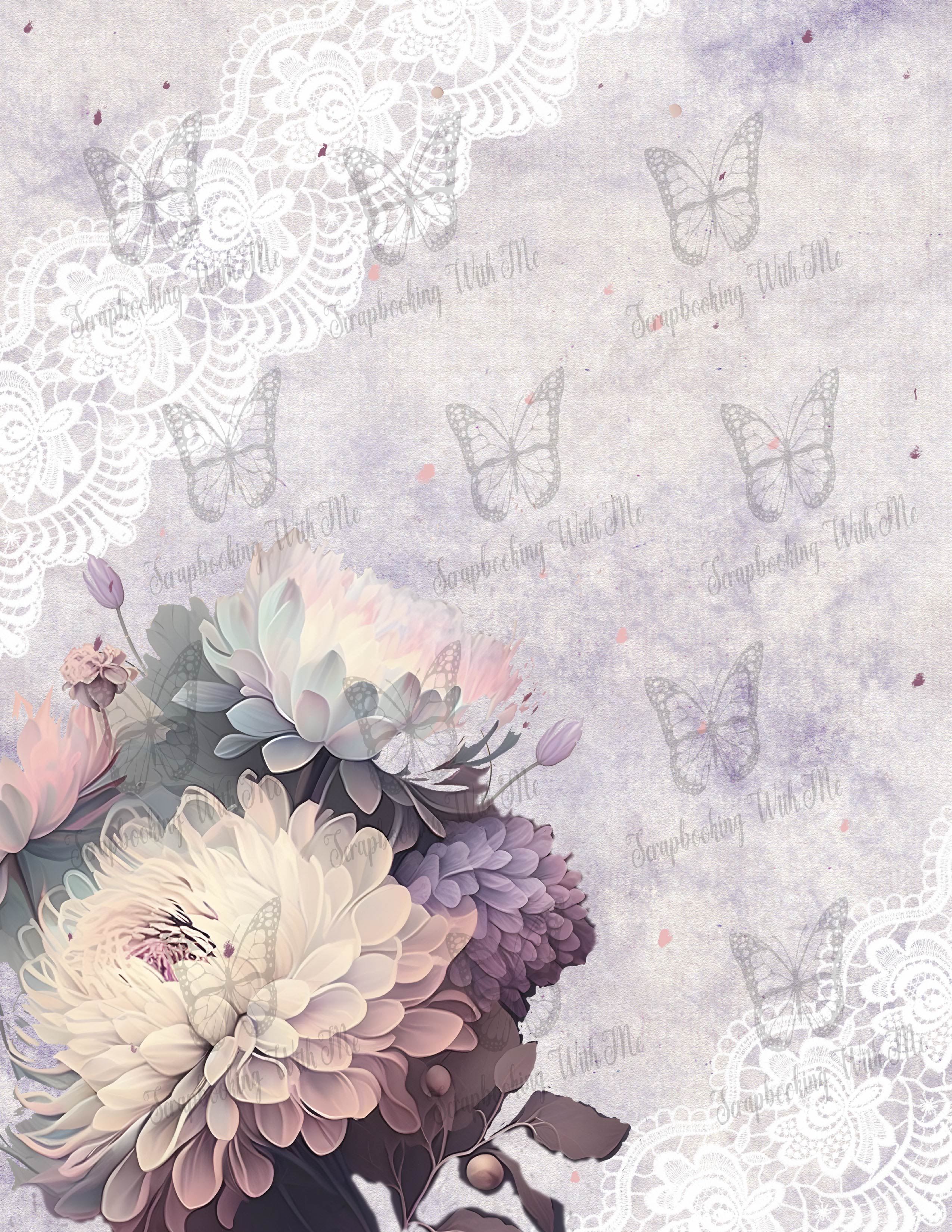 Lace Floral Tall Journal Kit Set 2 ~ 8 pages Digital