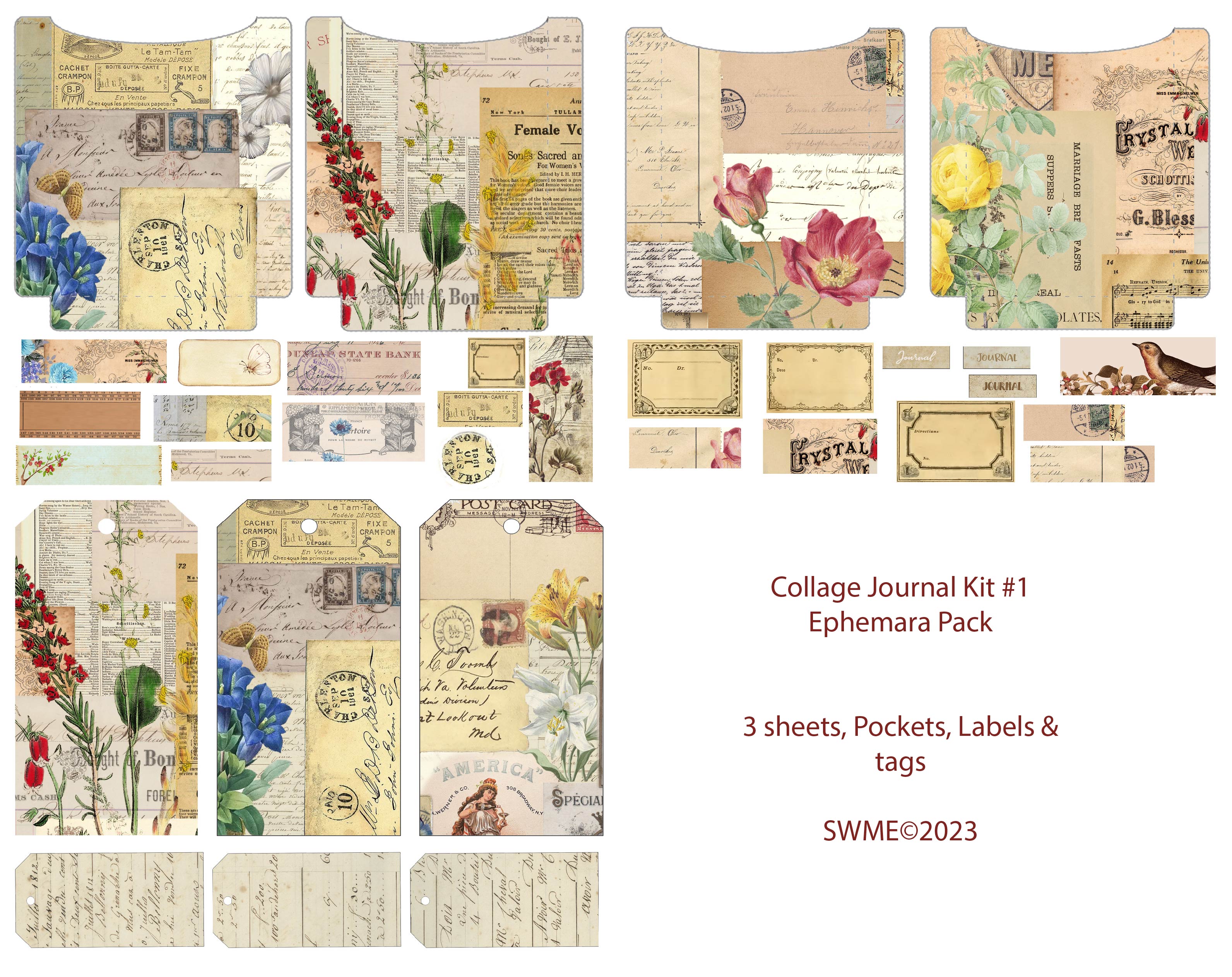 Nature Collage Ephemera Kit Digital Downlaod #1 Ephemera