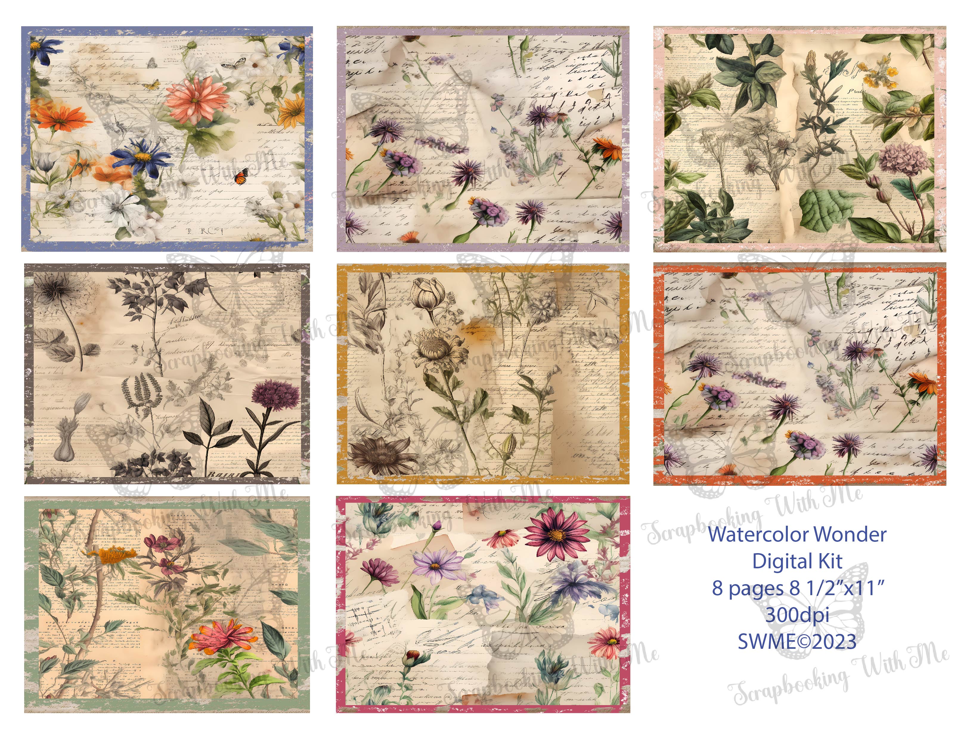 Watercolor Wonder Digital Kit 8 pgs ~ ***Order separately from physical items***