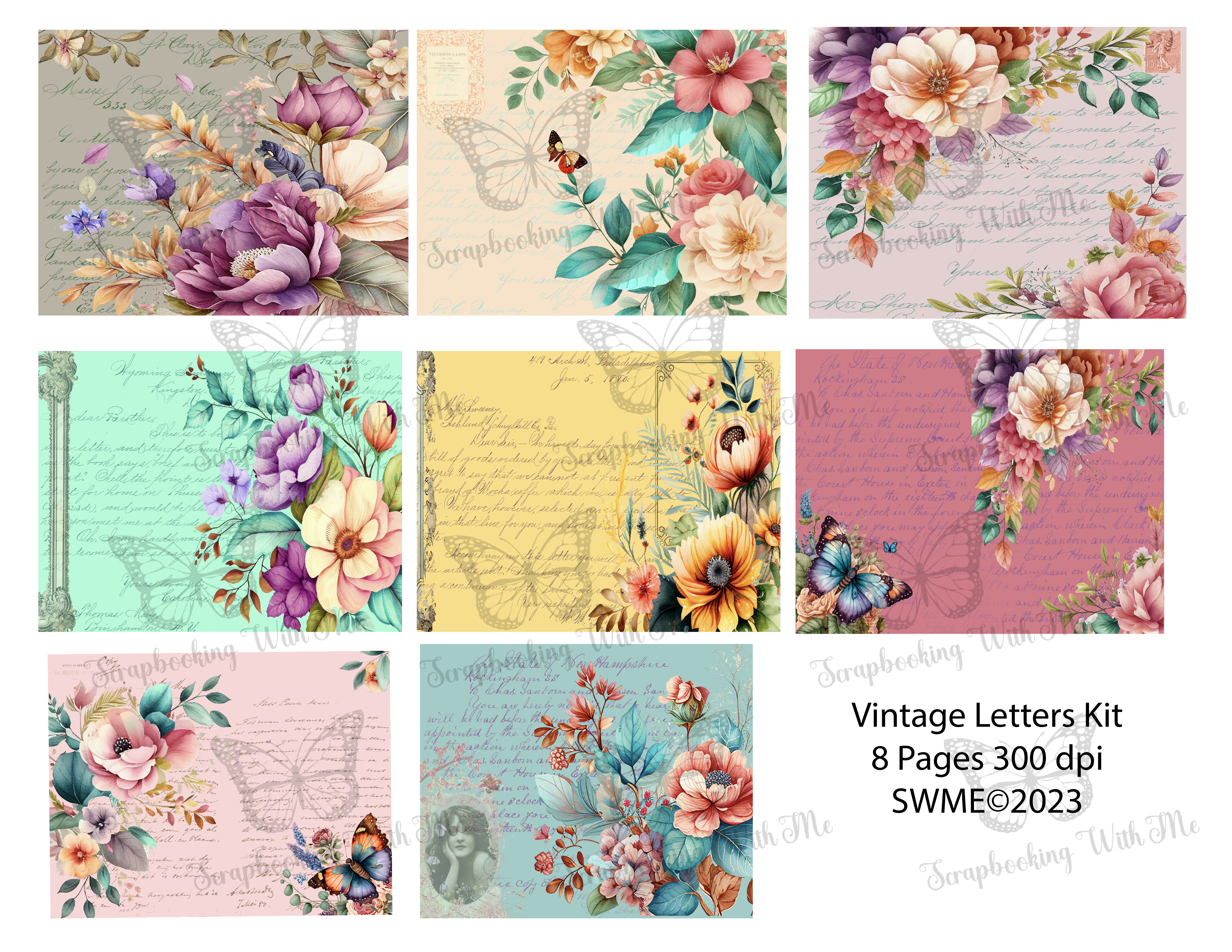 Vintage Letters Journal Kit ~ 8 digital pages