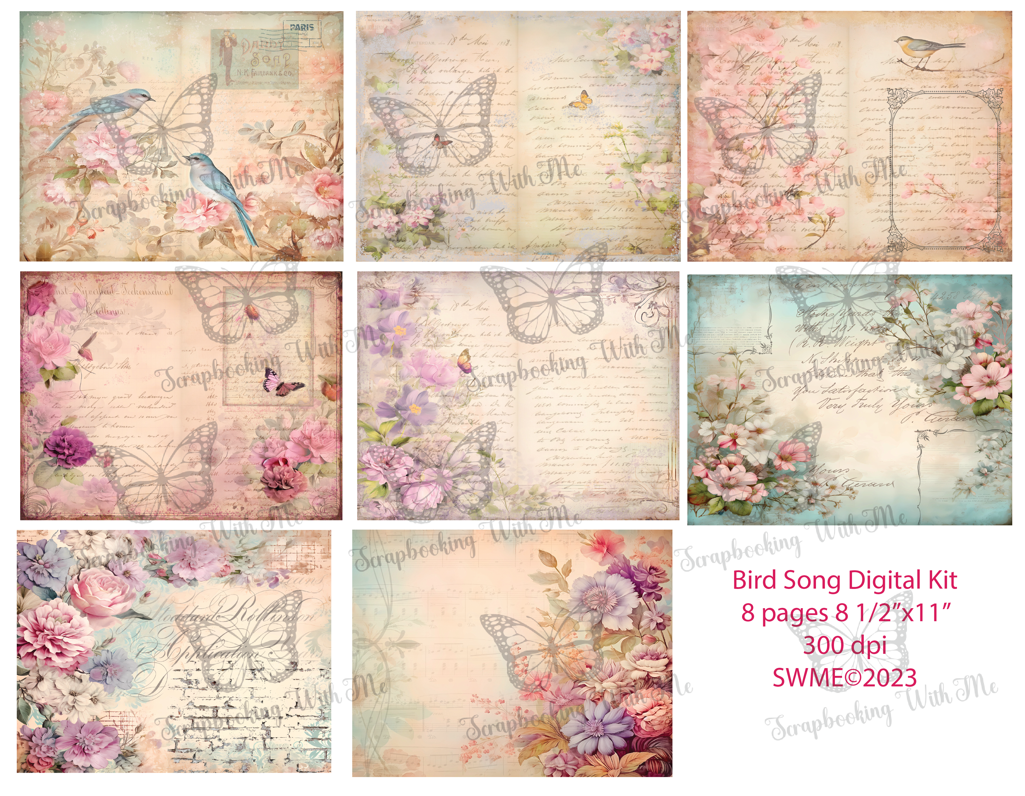 Bird Song Digital Journal Kit 8 pages