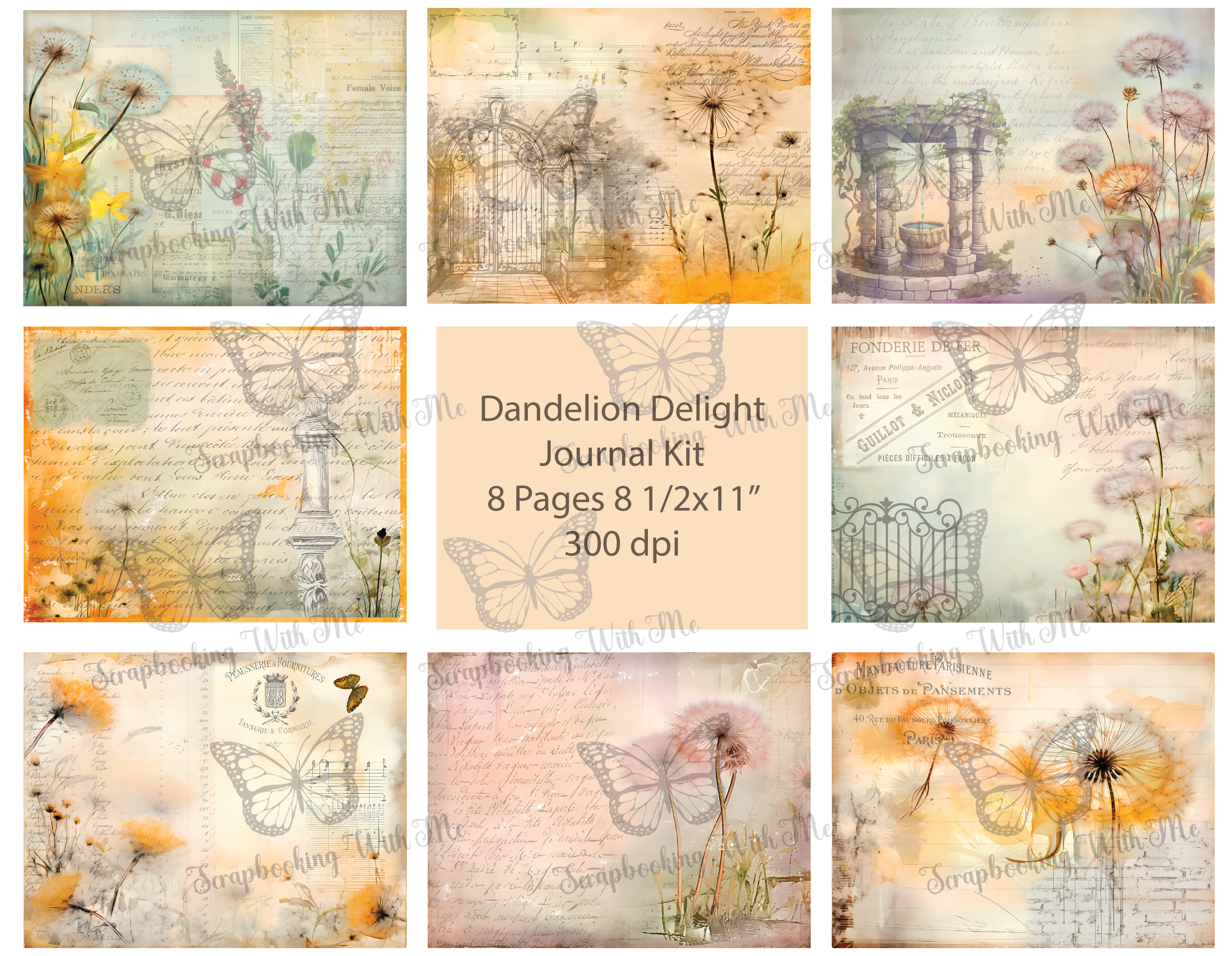Dandelion Delight Digital Journal Kit 8 pages