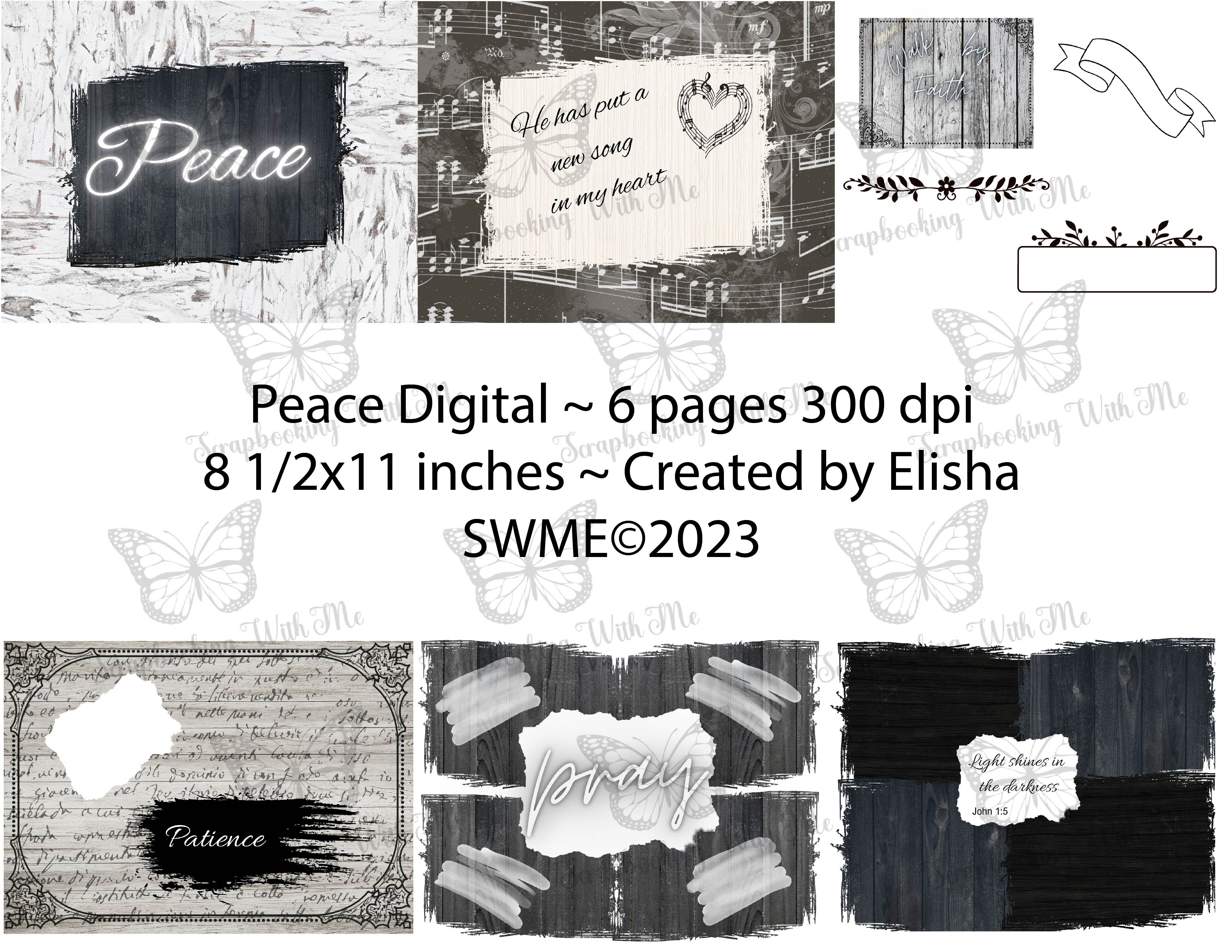 Peace Black & White Digital by Elisha