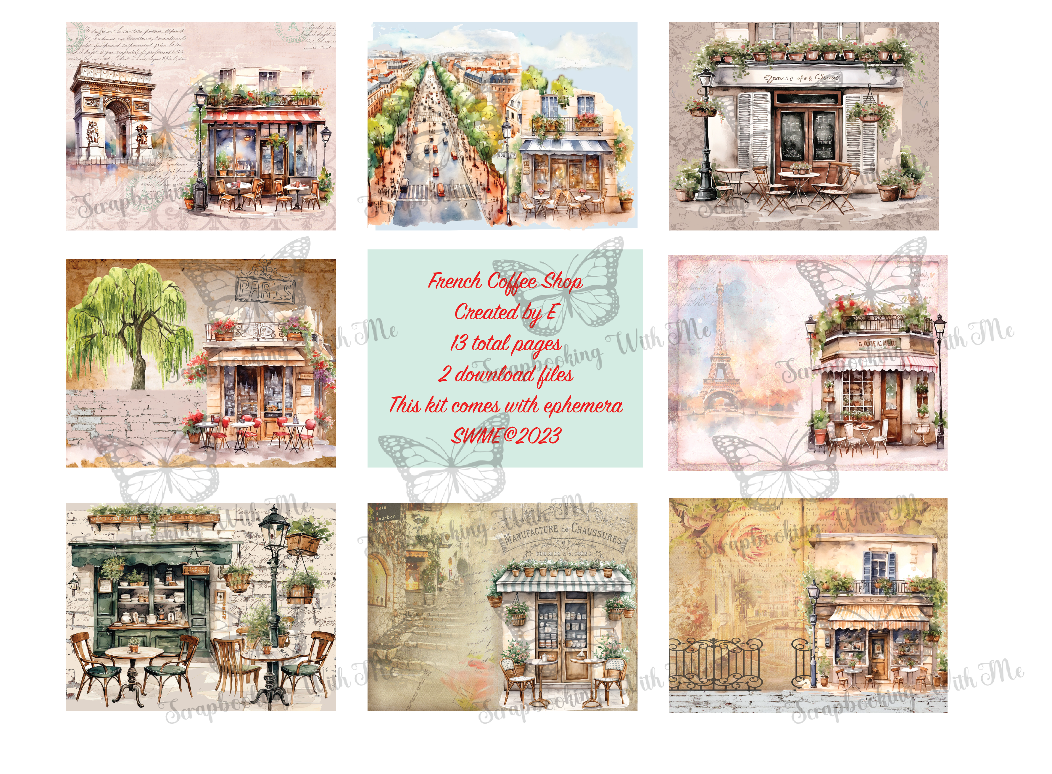 French Coffee Shop Digital 13 pages including ephemera
