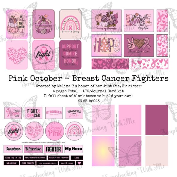 Pink October - Breast Cancer Fighters by M - Journal Card/ATC kit **order separately from physical items** (in honor of her Aunt Sue)