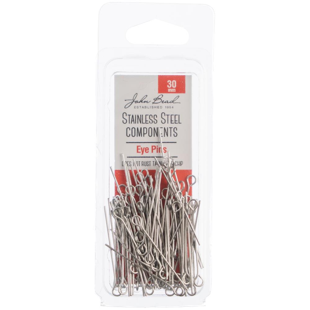 John Bead Stainless Steel Eye Pins 100/Pkg - Great for making glue bottle dangles/toppers