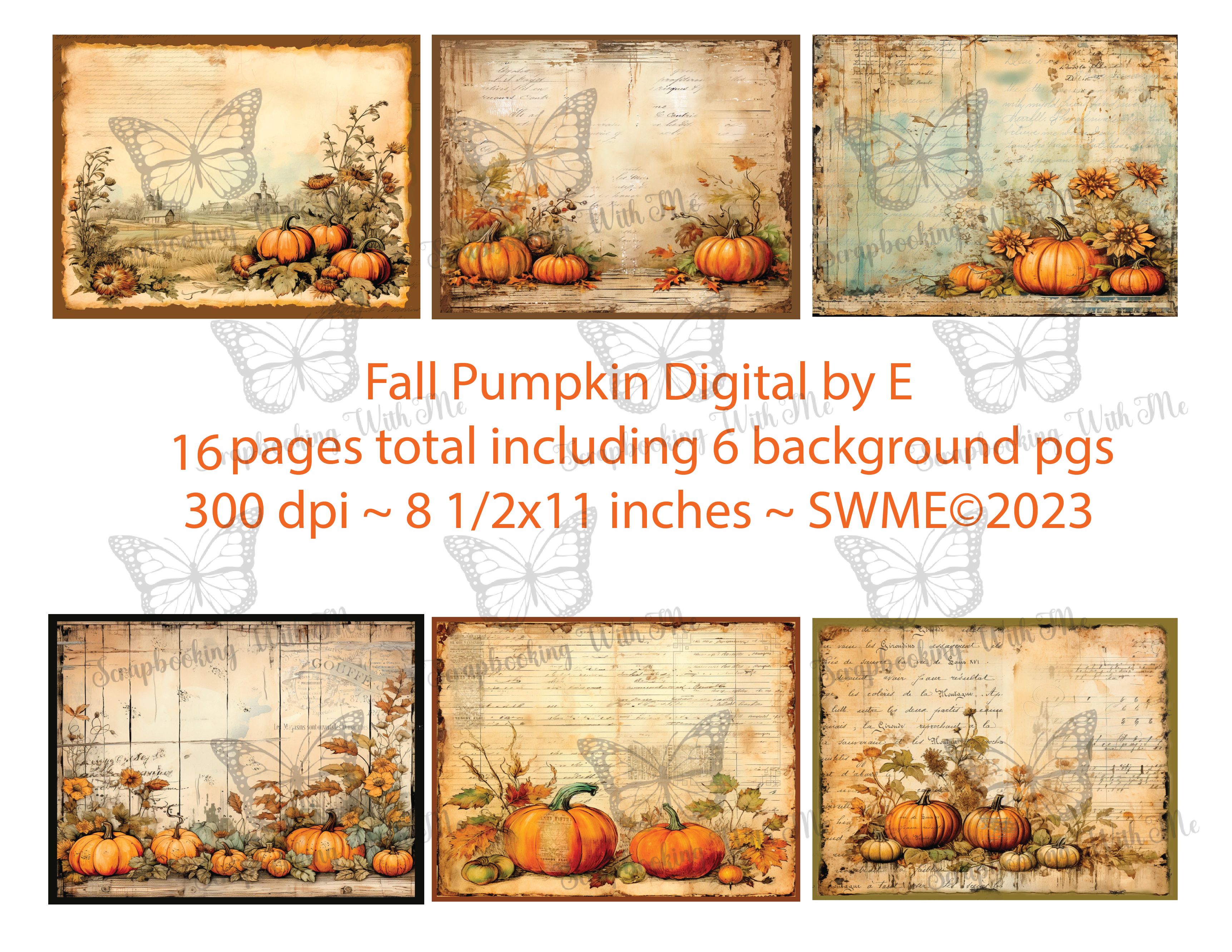Fall Pumpkin Digital Kit by E ~ 16 pages total