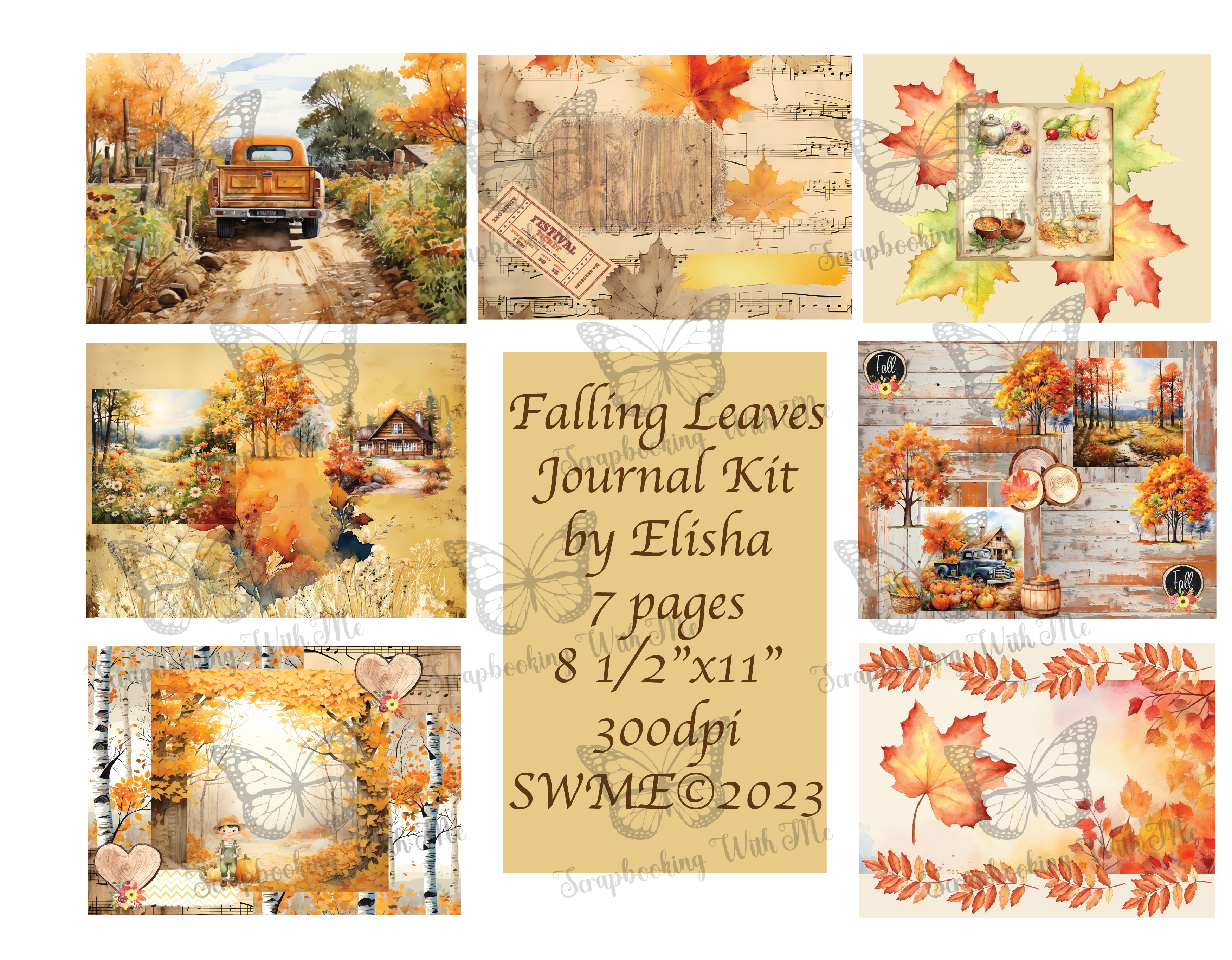 Falling Leaves Journal Kit by Elisha ~ 7 digital pages