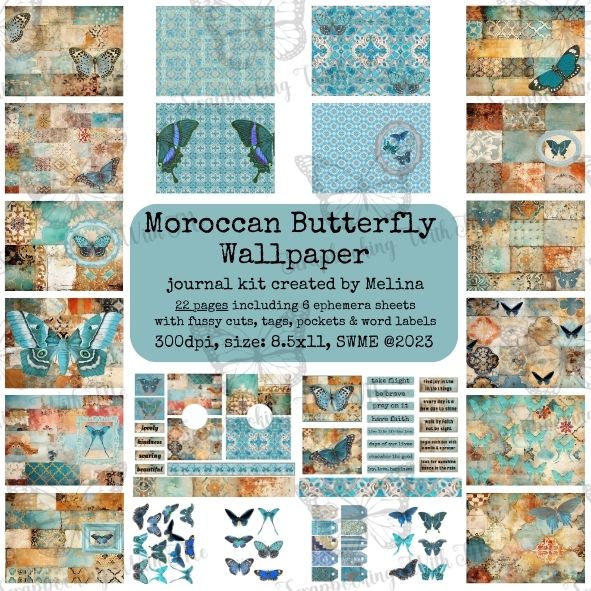 Moroccan Butterfly Wallpaper Digital Download - 22 pg digital by M
