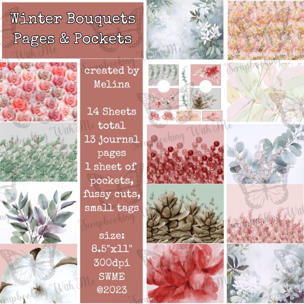 Winter Bouquets - Pages & Pockets kit digital by M 14 pages