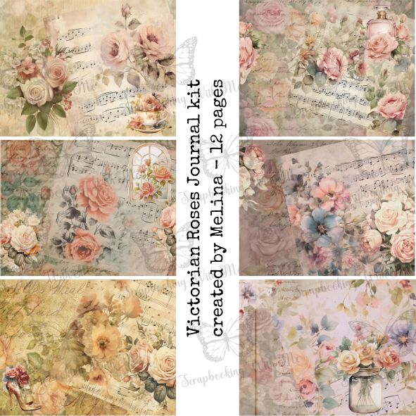 Victorian Roses Journal Kit by M 12 digital pages