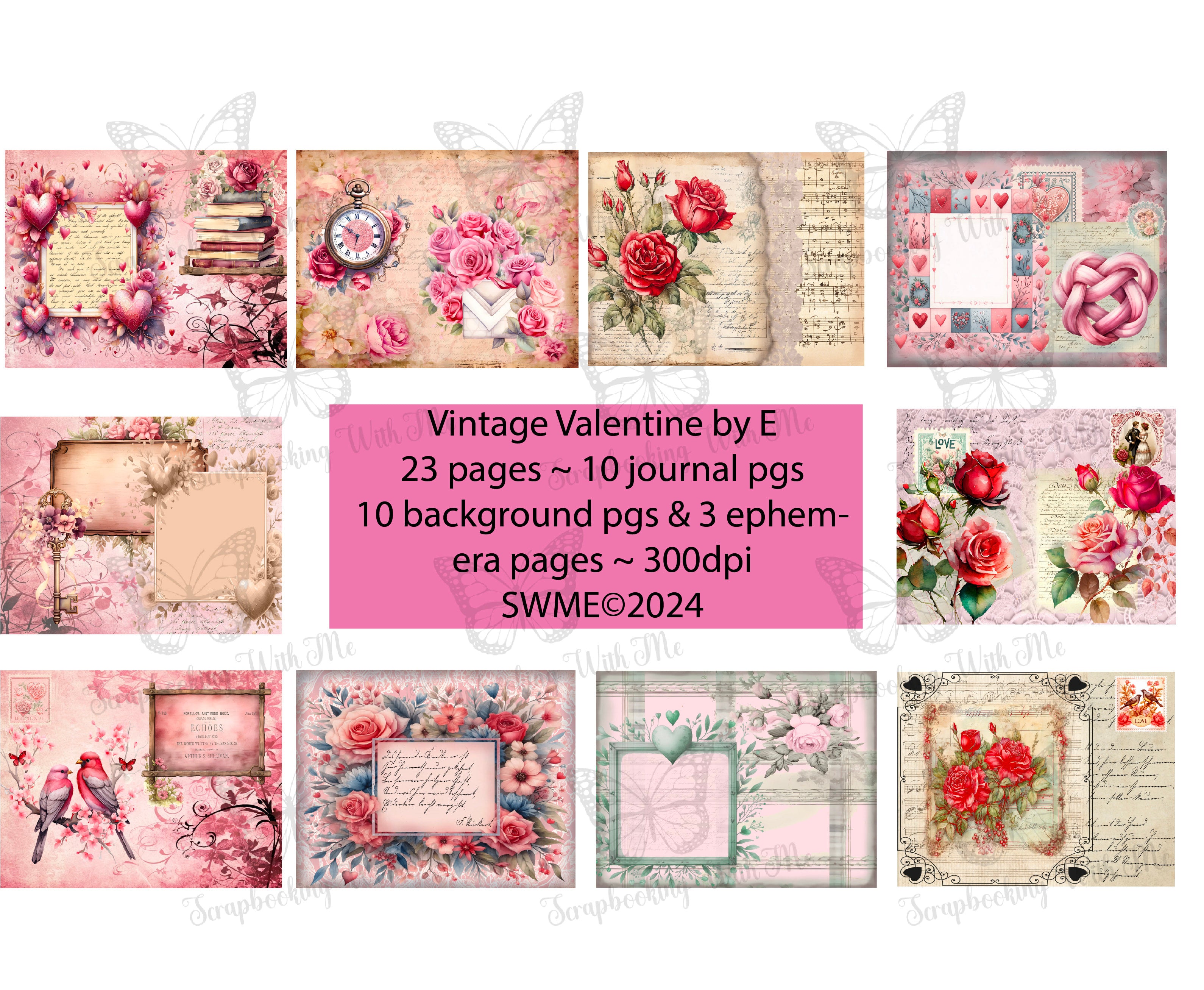 Vintage Valentine digital by E ~ 23 pages ** please order separately.**
