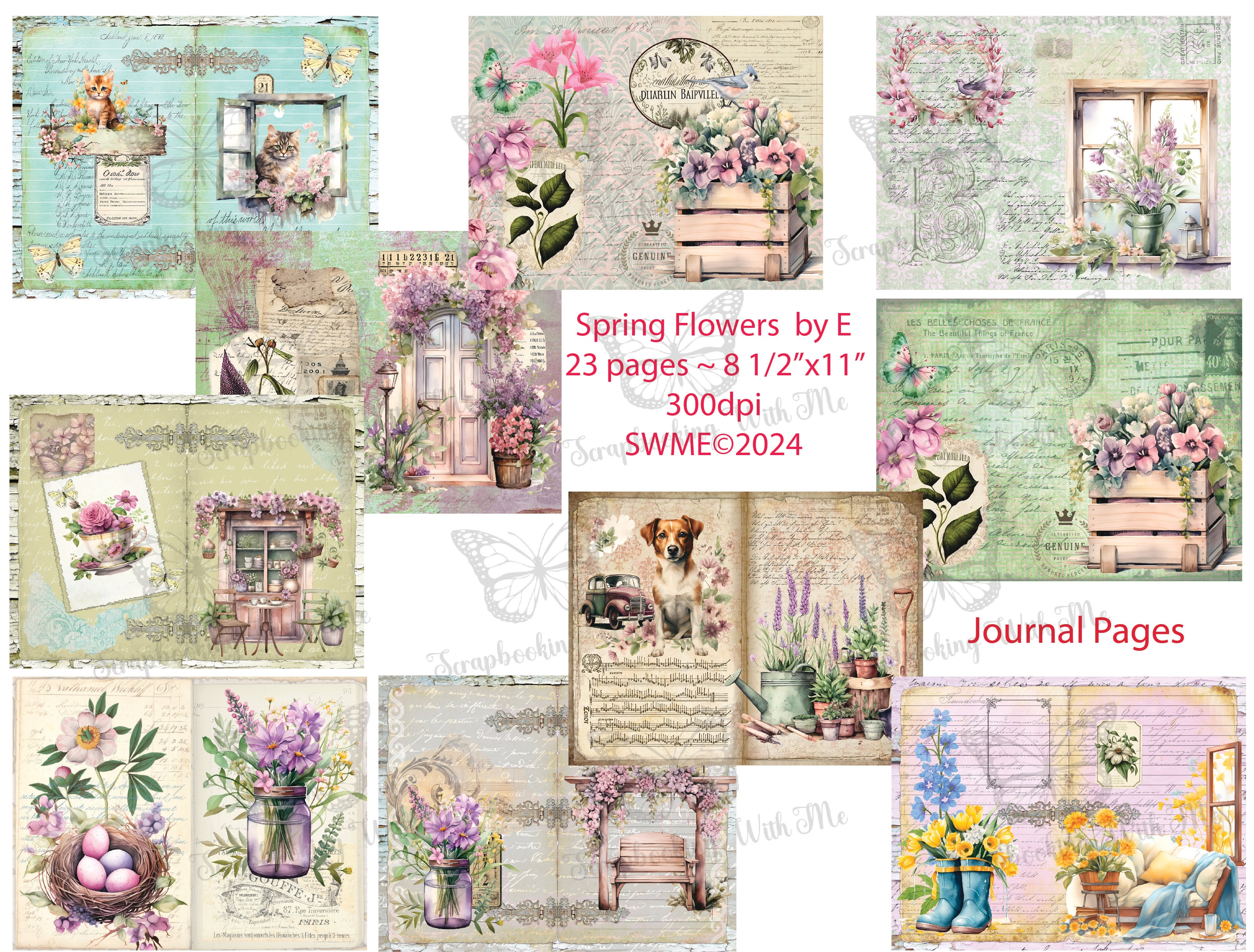 Spring Flowers Digital by E ~ 23 pages **order separately from physical items**