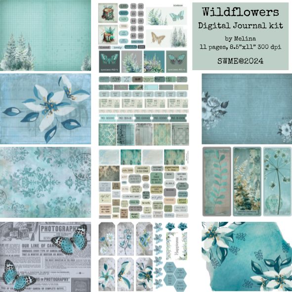 Wildflower (Melina’s March Madness) Journal kit 11 digital pgs by M