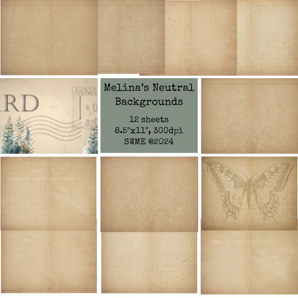 MELINA'S NEUTRAL BACKGROUNDS GRID Digital Download  - 12 SHEETS
