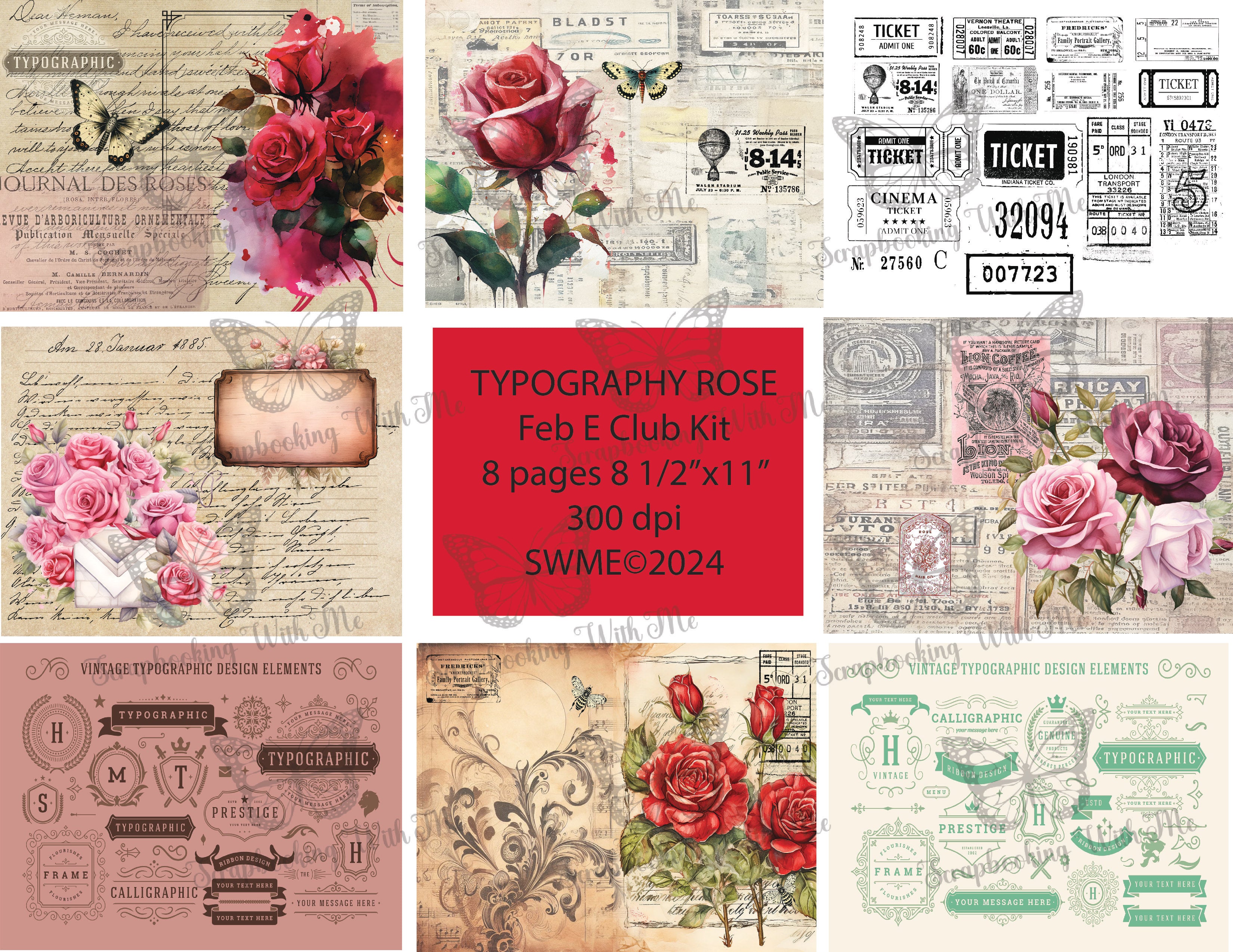 Typography Rose Feb EClub ~ order separately from physical items