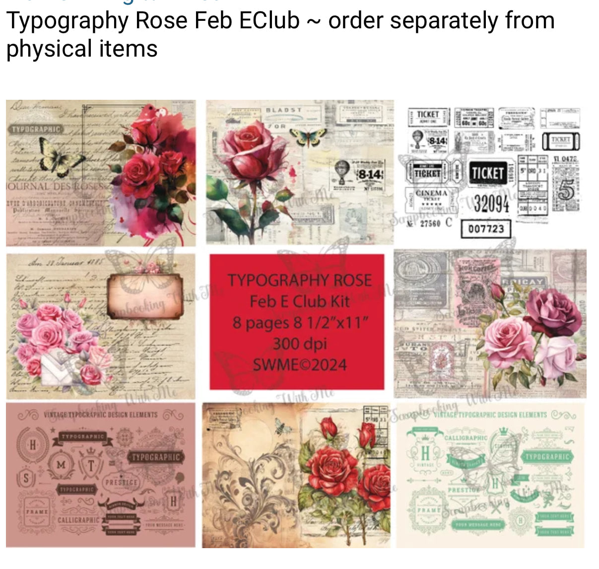 PRINT AND SHIP Journal Kit - Typography Rose - 16 pages