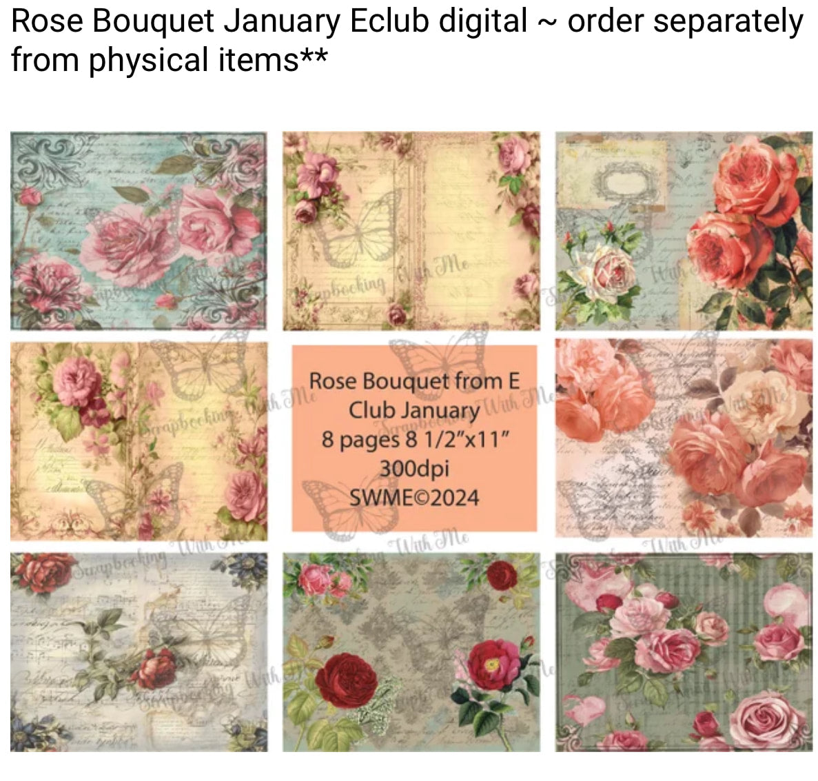 PRINT AND SHIP Journal Kit - Rose Bouquet - 16 total pages