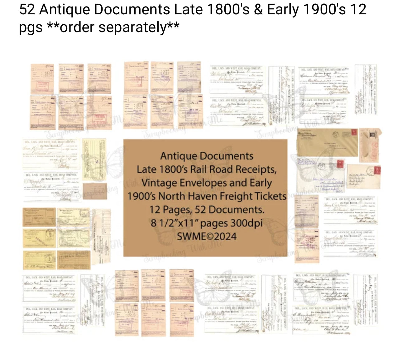 PRINT AND SHIP Antique Documents - Ephemera 12 pages fronts print only