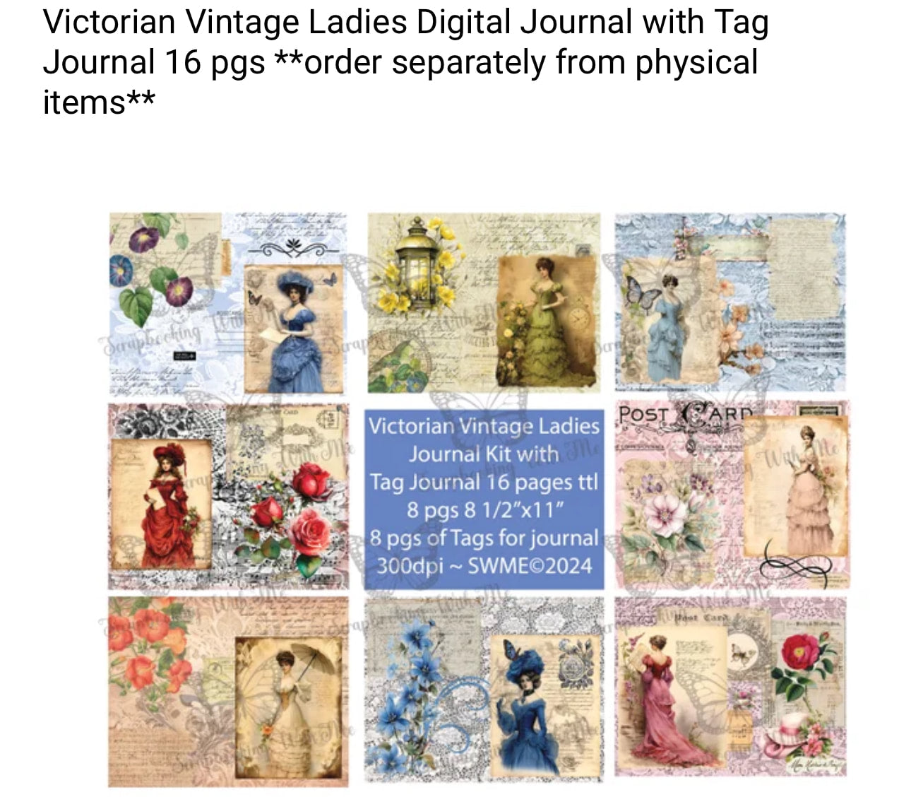 PRINT AND SHIP Journal Kit - Victorian Vintage Ladies - 24 pages
