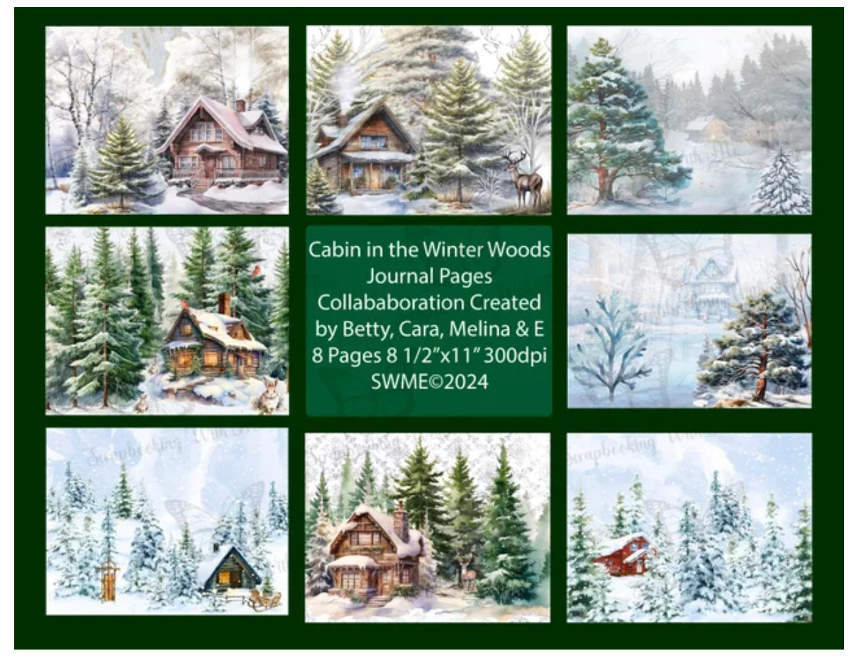 PRINT AND SHIP Journal Kit - Cabin In the Winter Woods - 24 total pages