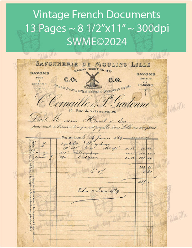 PRINT AND SHIP Vintage French Documents 26 pages
