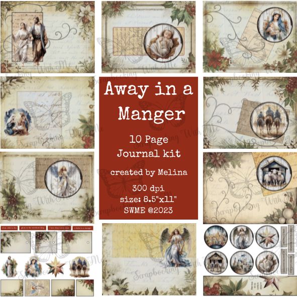 PRINT AND SHIP ~ Away in a Manger Journal Kit by M 18 pages