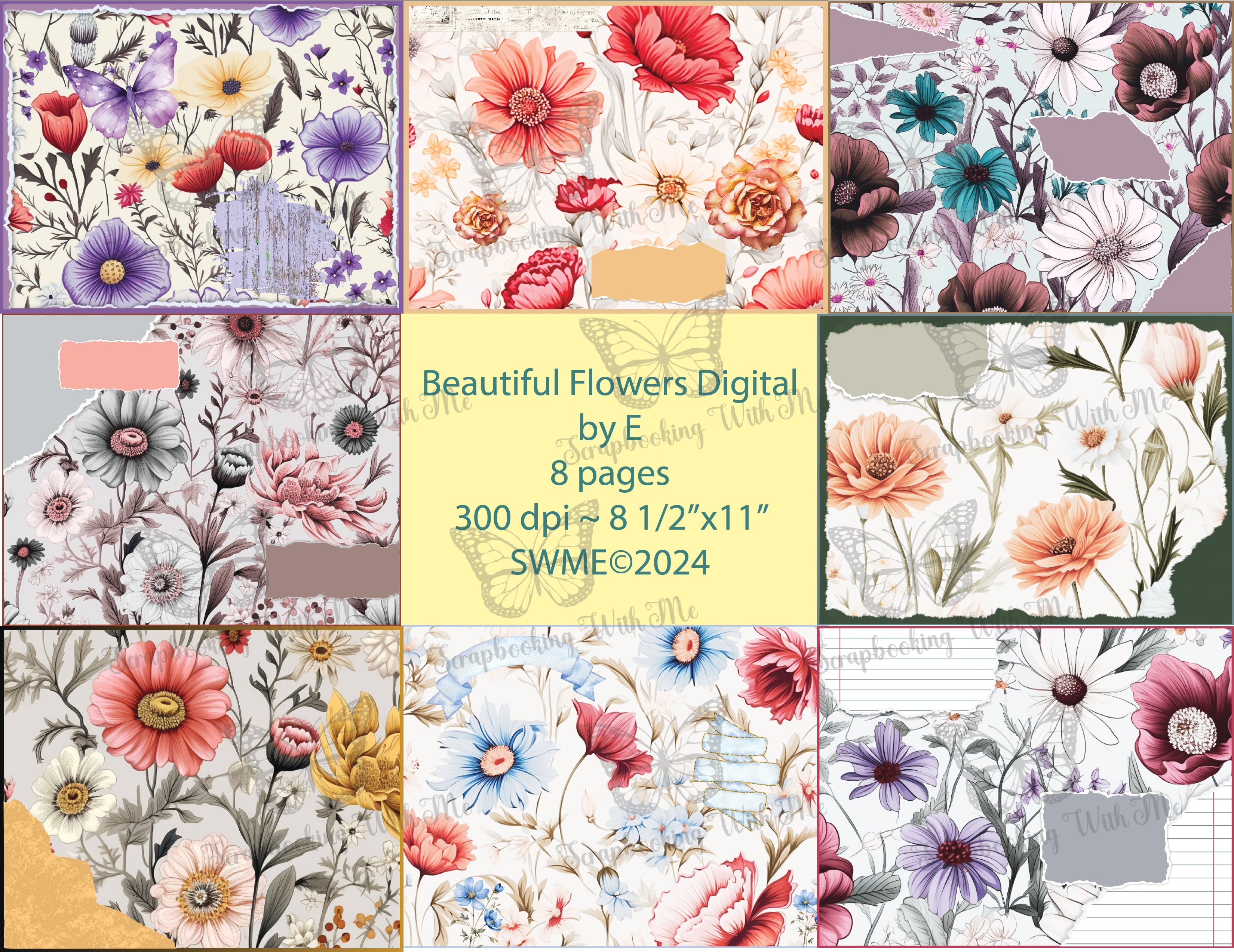 PRINT AND SHIP Journal Pages Beautiful Flowers by Elisha 16 pages
