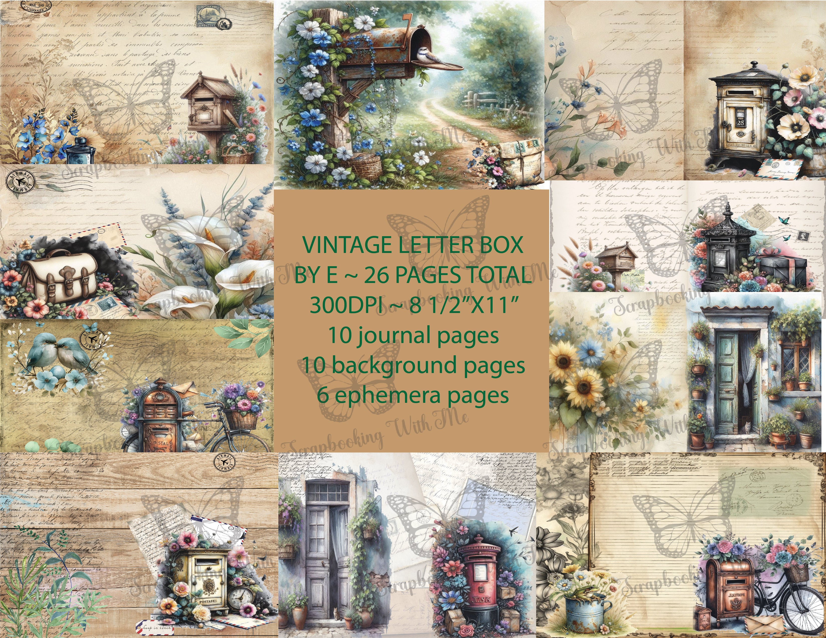 PRINT AND SHIP, Vintage Letter Box, by E ~ 26 pages