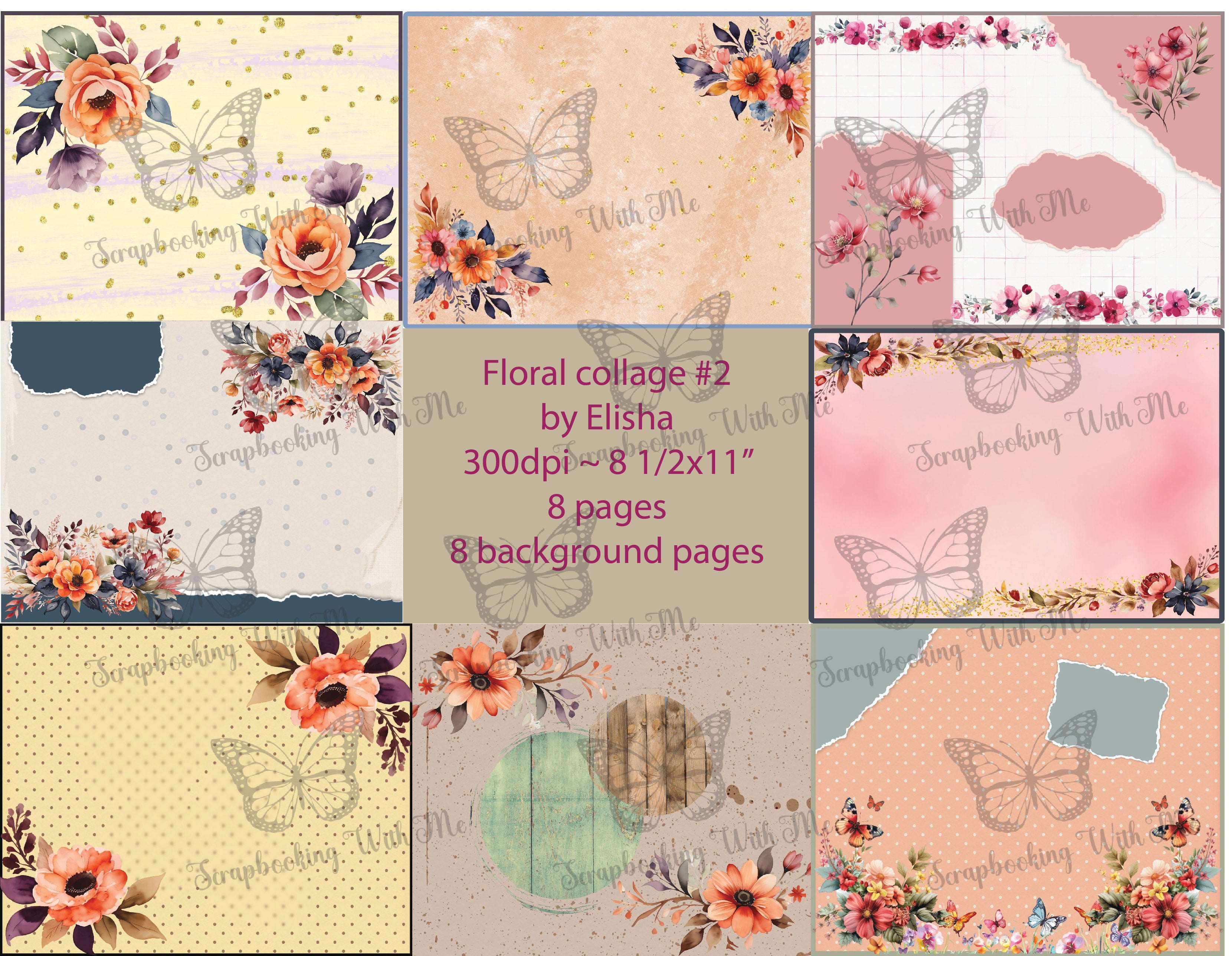 Print & Ship Floral Collage #2 by Elisha 16 pgs