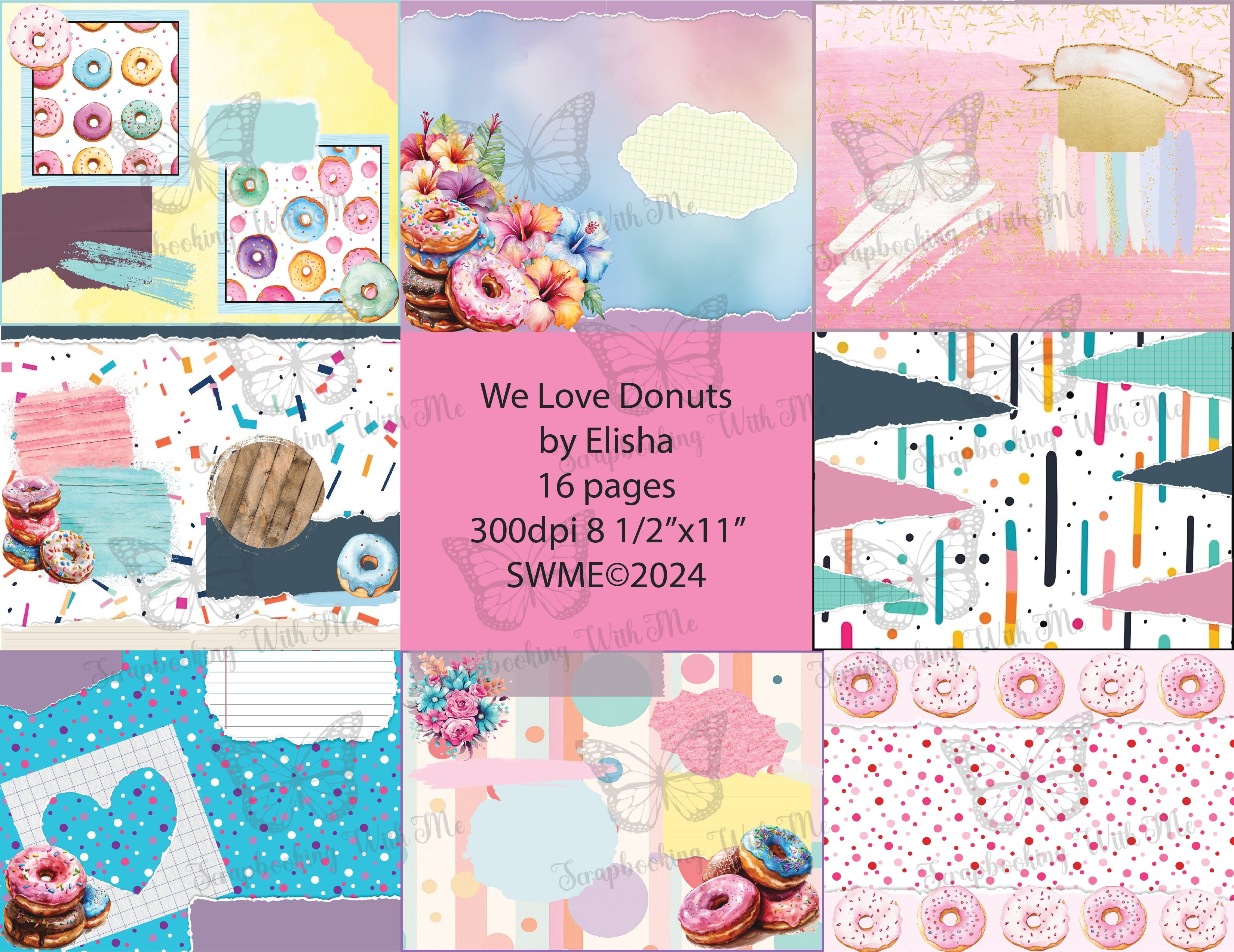 PRINT AND SHIP We Love Donuts Journal Kit 32 pages by Elisha