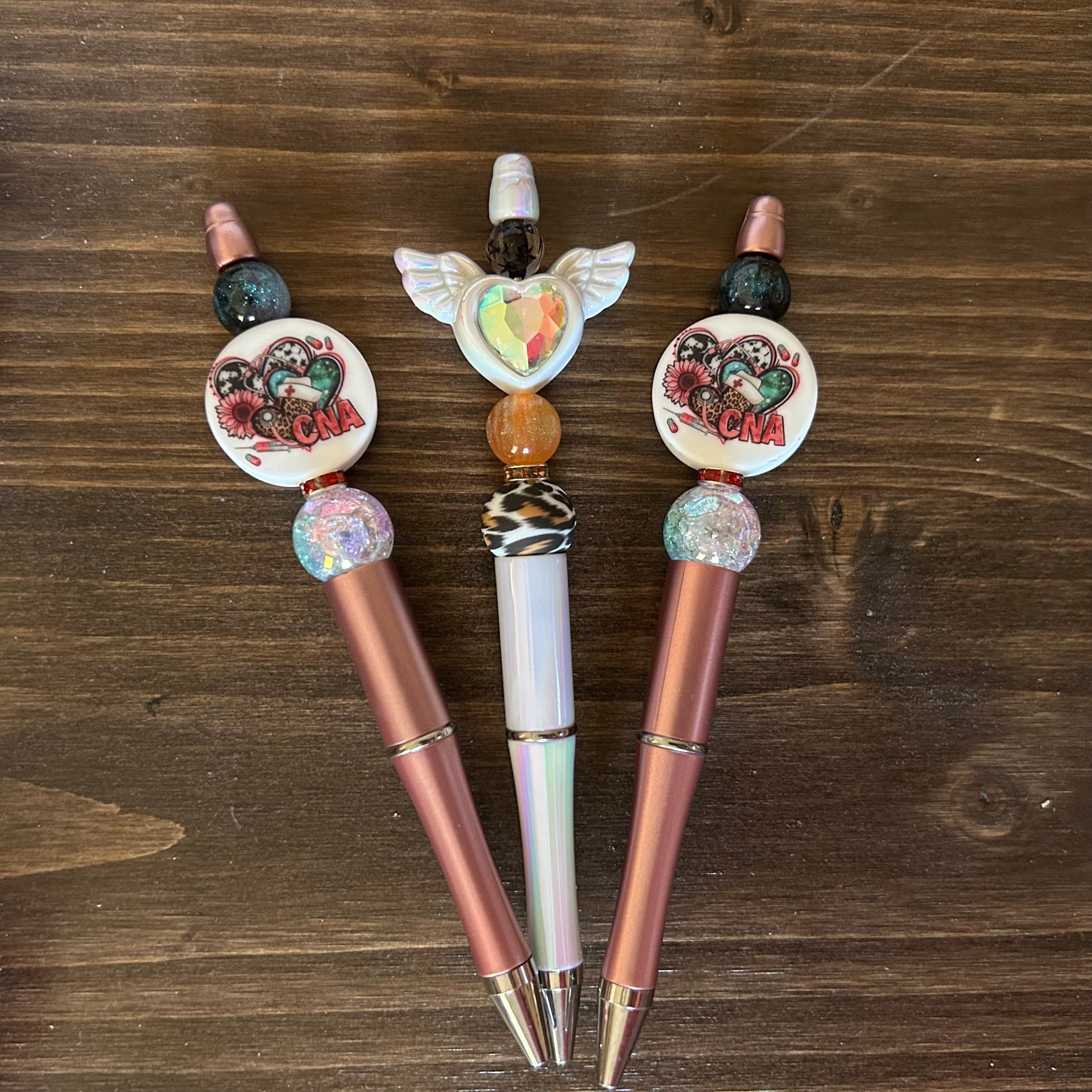 Set of 3 Bead Pens - CNA NURSE - come with 3 black ink refills