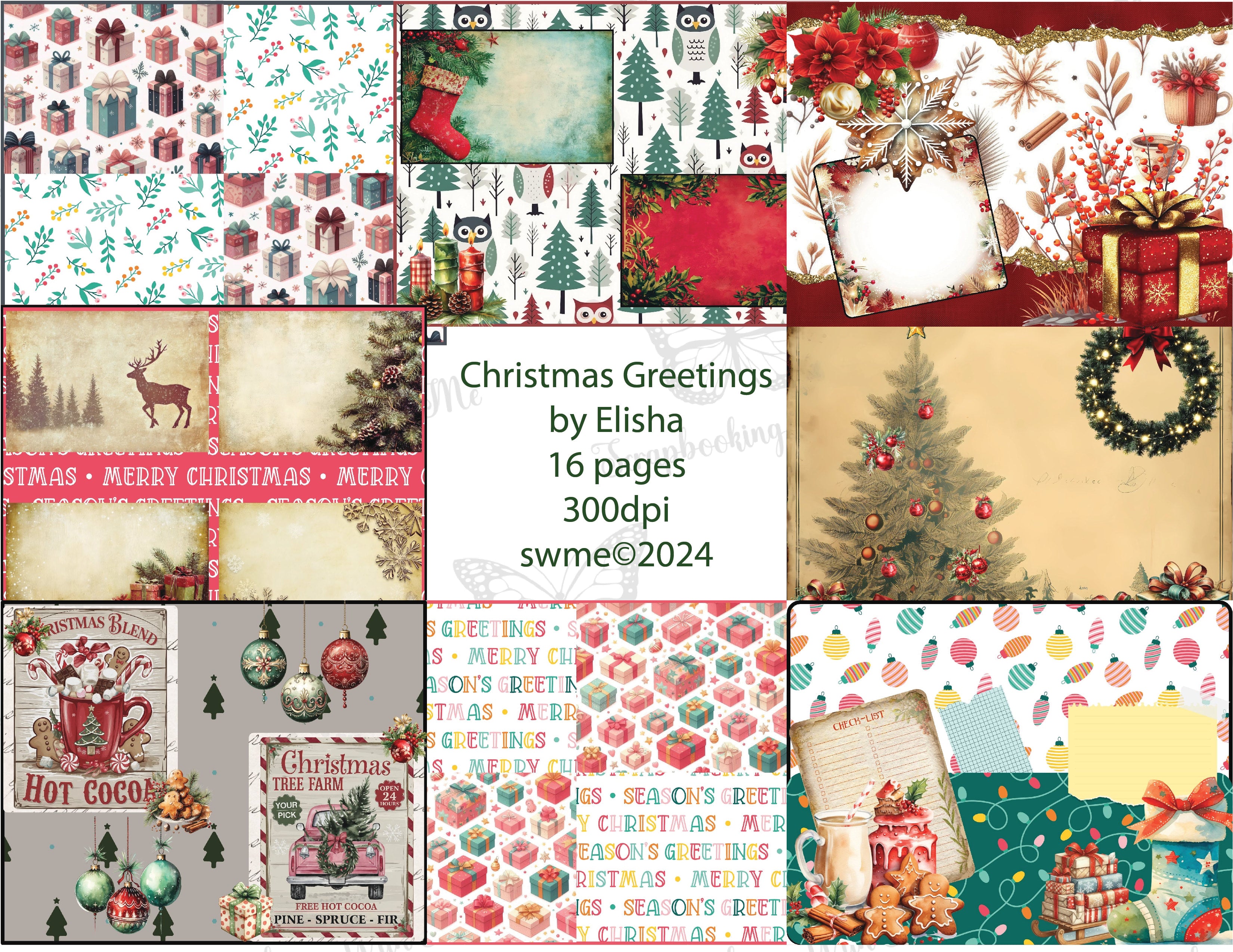 Christmas Greetings Digitals by Elisha 16 pages