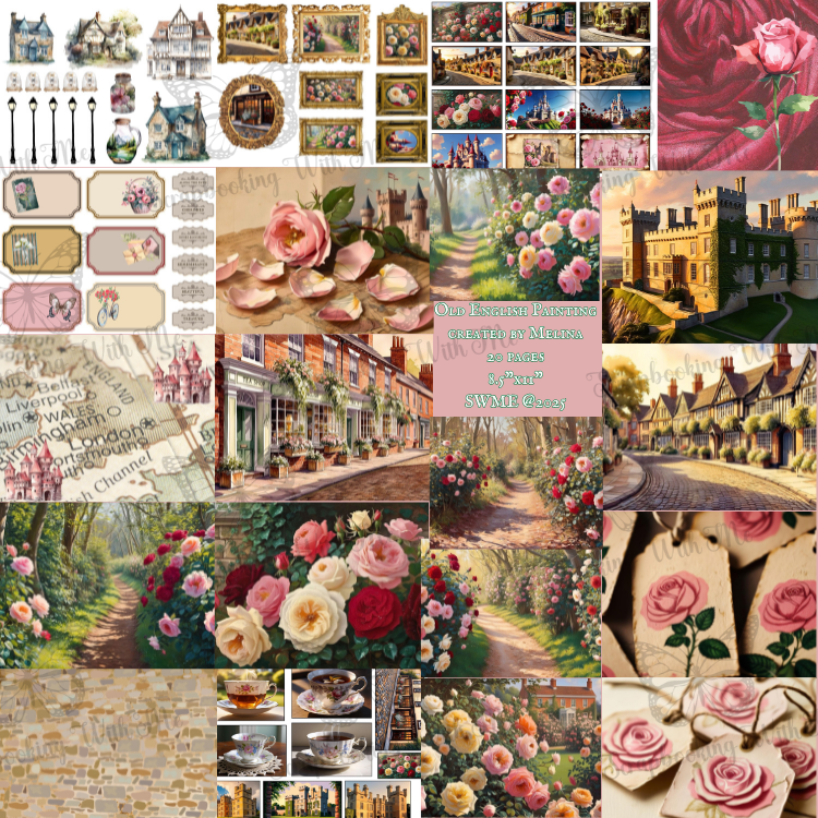 Old English Painting by M 20 pages Digital Download