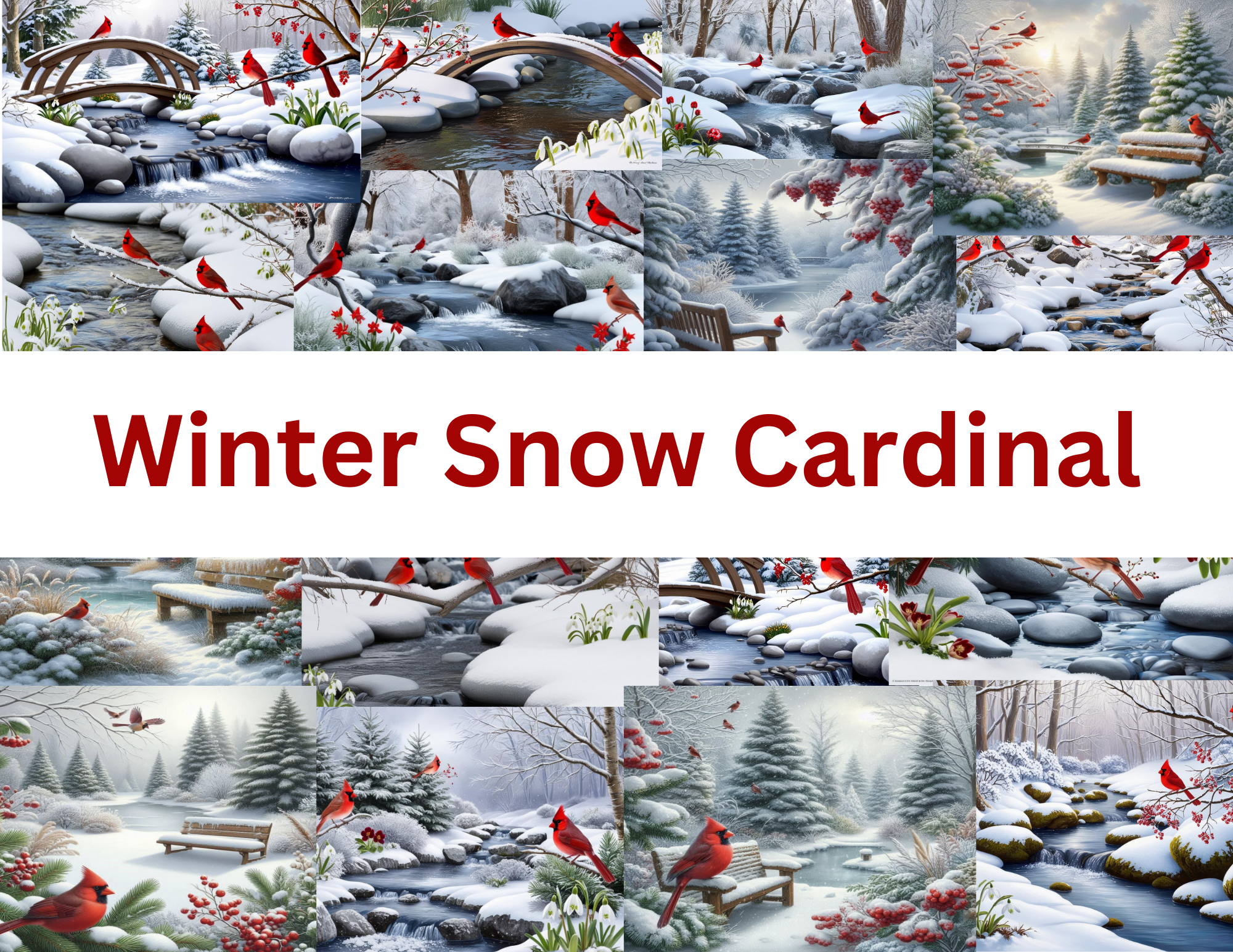 Winter Snow Cardinal digital 30 pages by E